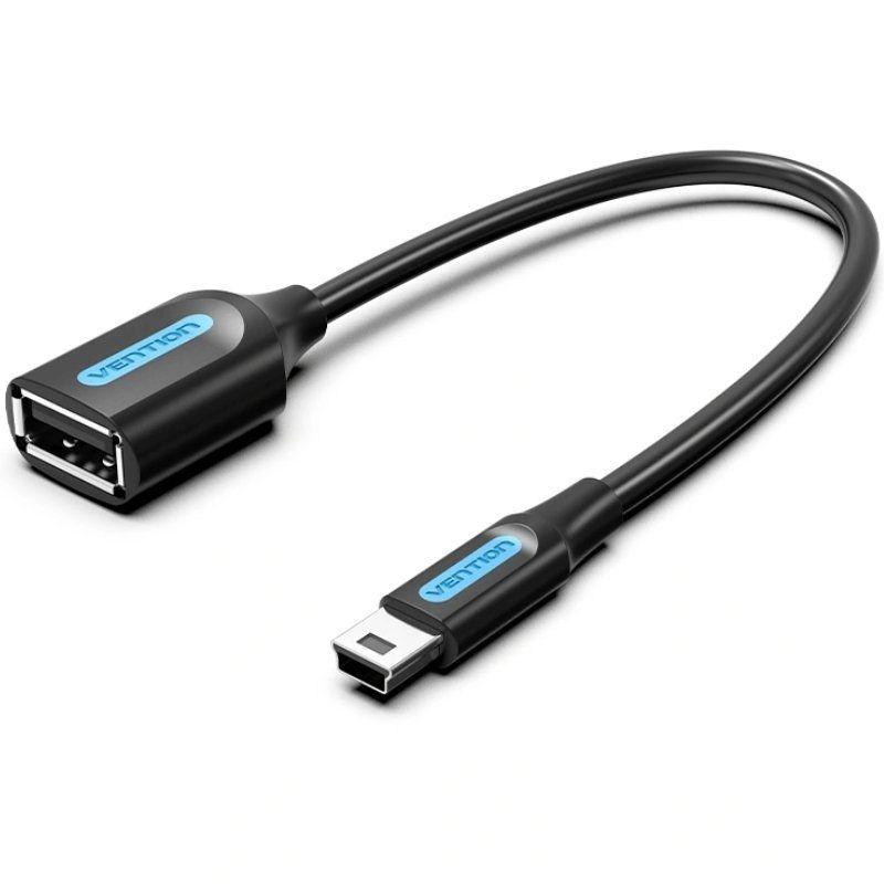 Cabo USB OTG VENTION CCTBB (15 cm - Mini-USB macho - USB-A fêmea - Preto)