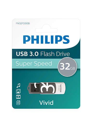 Pen USB PHILIPS FM32FD00B/00 (USB Tipo A - USB Type-A - 3.2 Gen 1 - Preto e Branco) — miniatura 3