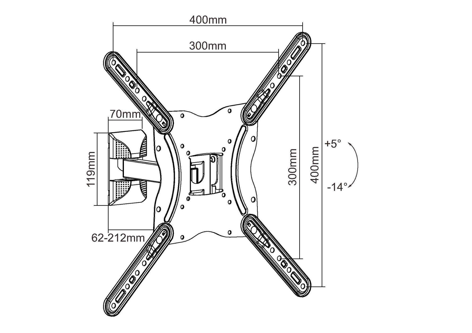 Suporte de Parede para TV EQUIP 650406 (13"–55" - VESA até 400 x 400 mm - Preto), miniatura 5