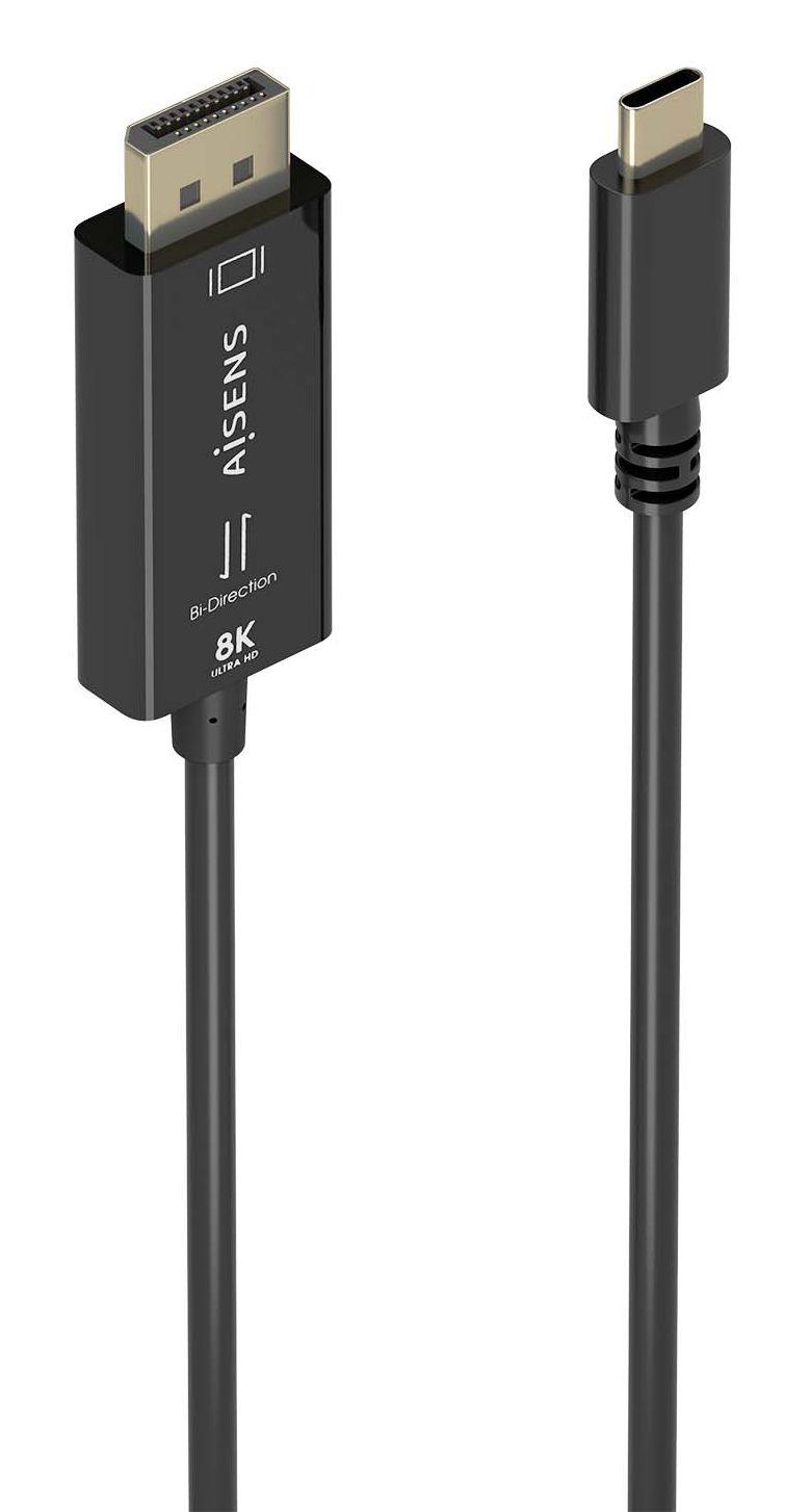 Cabo Conversor AISENS A109-0879 USB-C para DisplayPort Bidirecional (1,8 m - USB Type-C - Preto)
