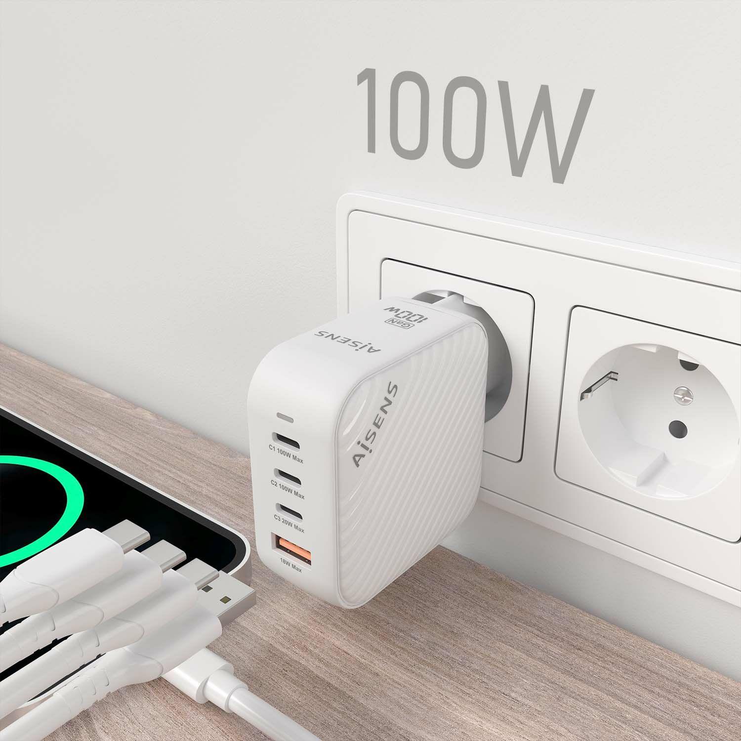 Carregador de Parede AISENS ASCH-100W4P028-W (100 W - Branco), miniatura 5