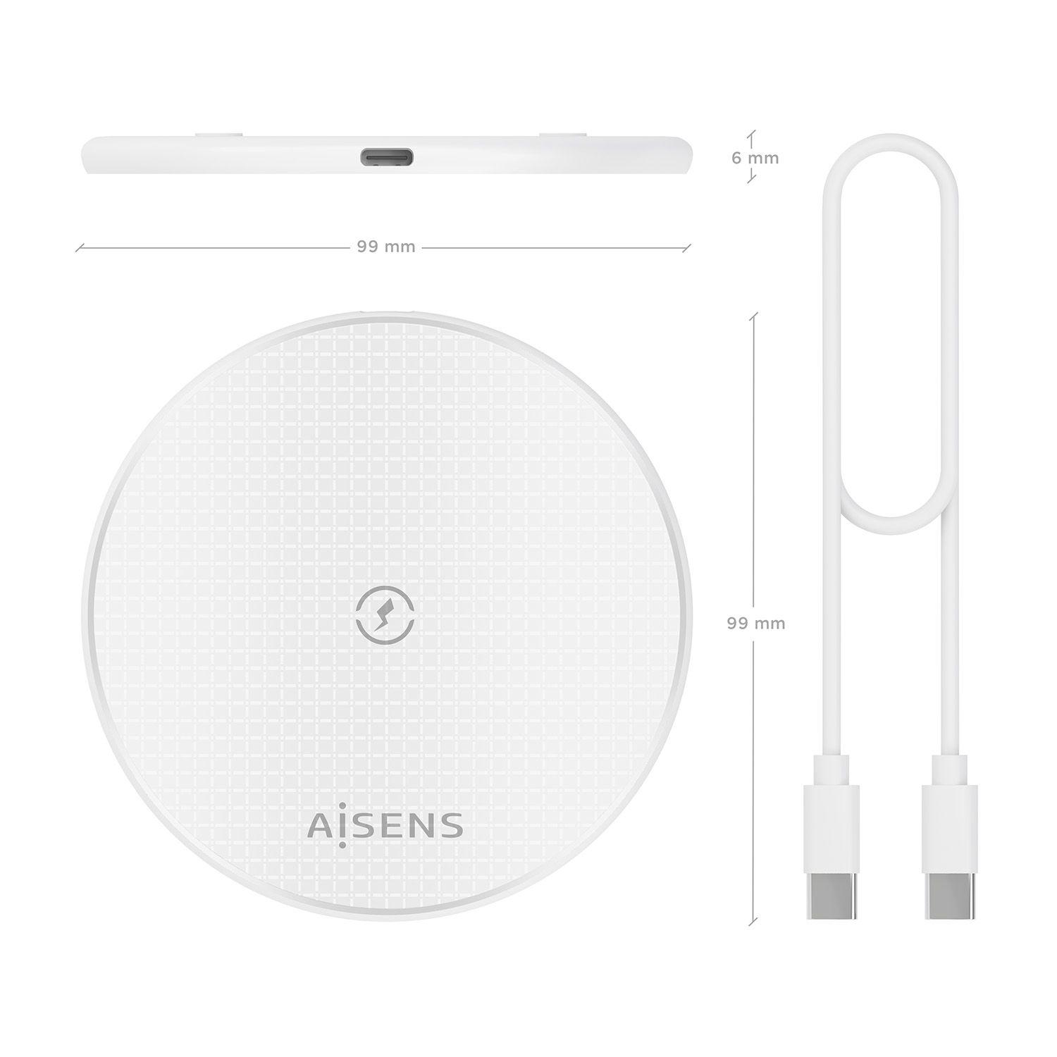 Carregador Sem Fios AISENS ASCH-15W1WC057-W (15 W - Smartphone - Qi - Branco), miniatura 3