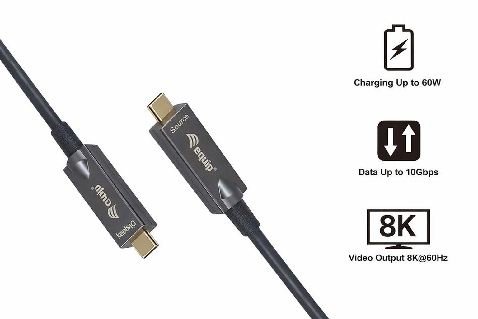 Cabo USB-C EQUIP 119467 (7,5 m - USB-C - Preto) — miniatura 3