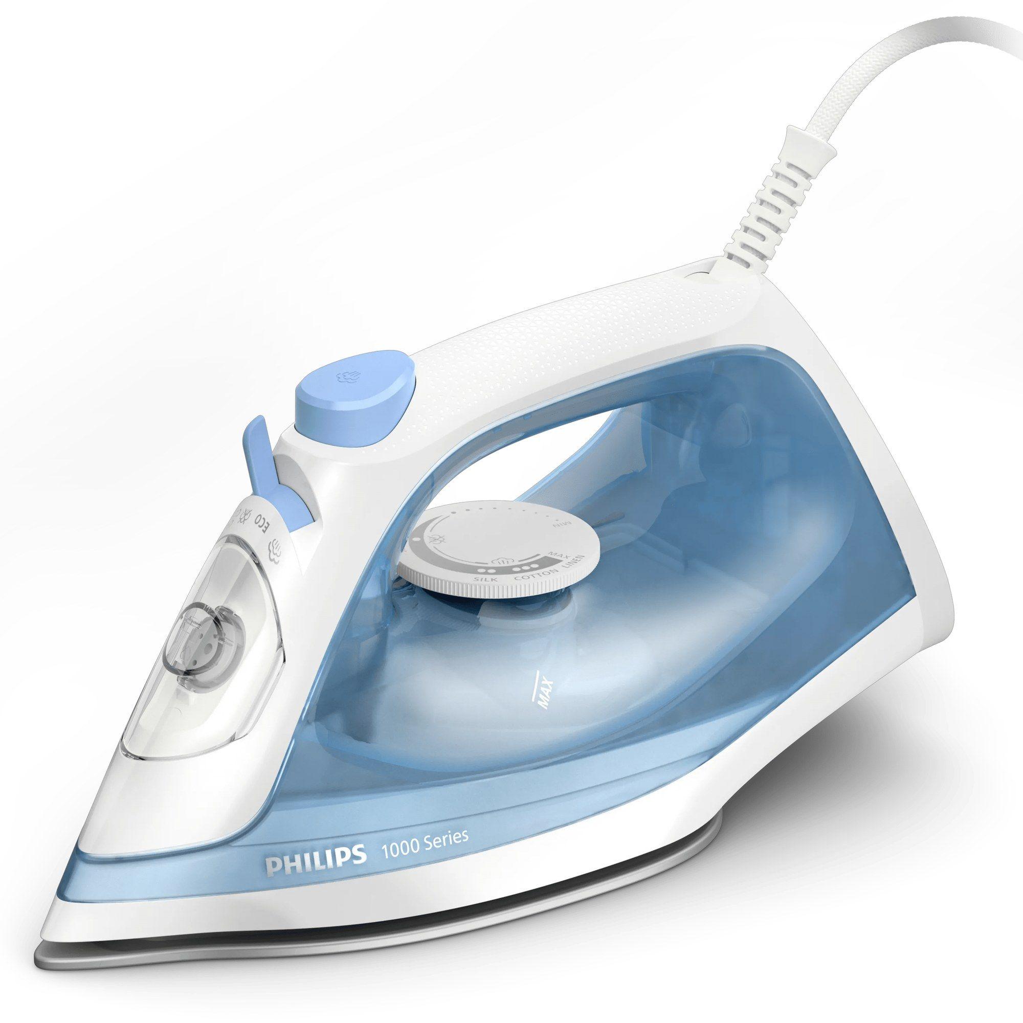 Ferro de Engomar a Vapor PHILIPS 1000 Series DST1030/20 (2000 W - 0,25 l - Base antiaderente - Azul e Branco)