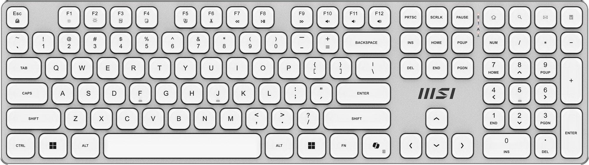 Conjunto Teclado e Rato Sem Fios MSI FORGE K210 W (FR - Mecânico - Standard - Branco)