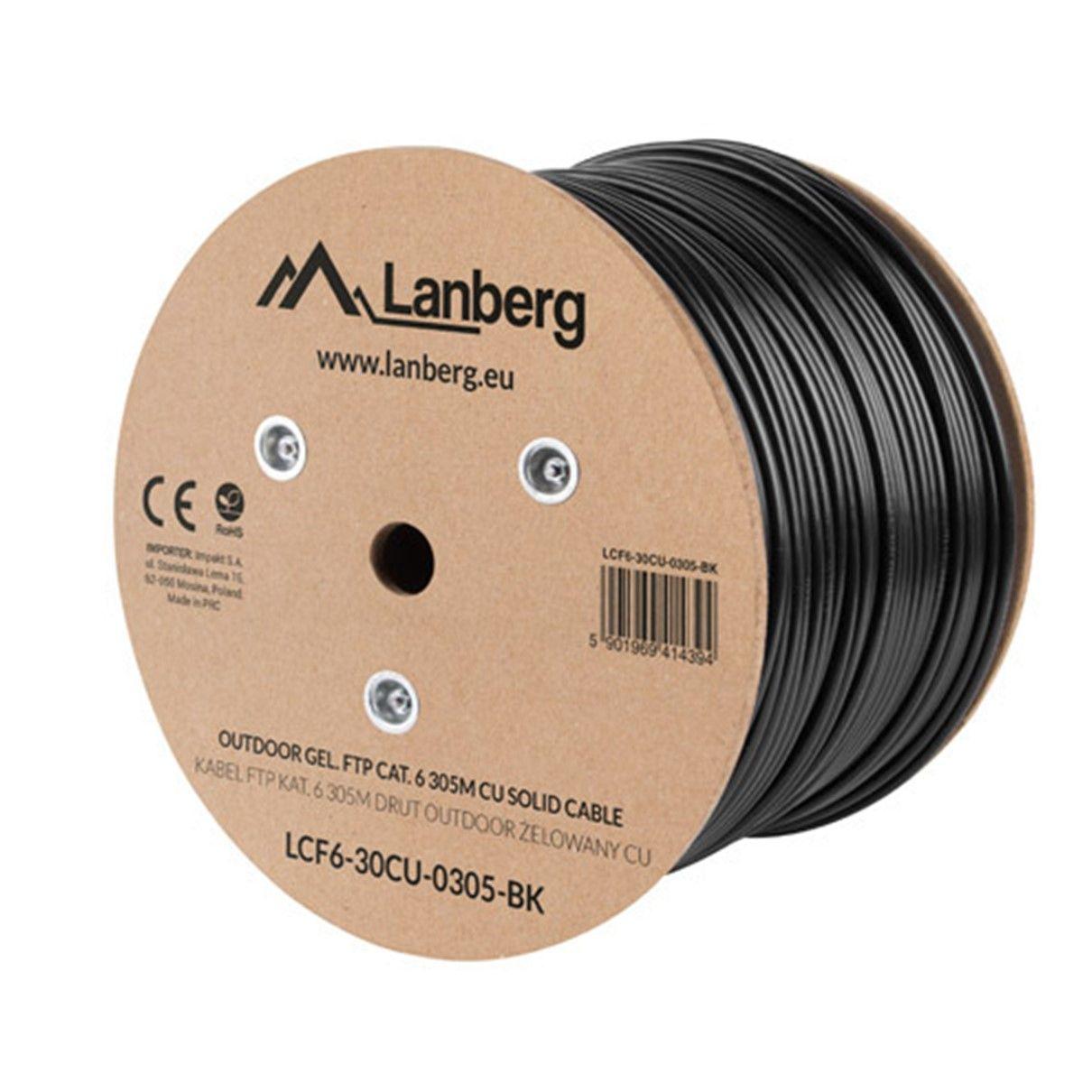 Cabo de Rede Exterior LANBERG LCF6-30CU-0305-BK (305 m - Cat.6 - Preto)