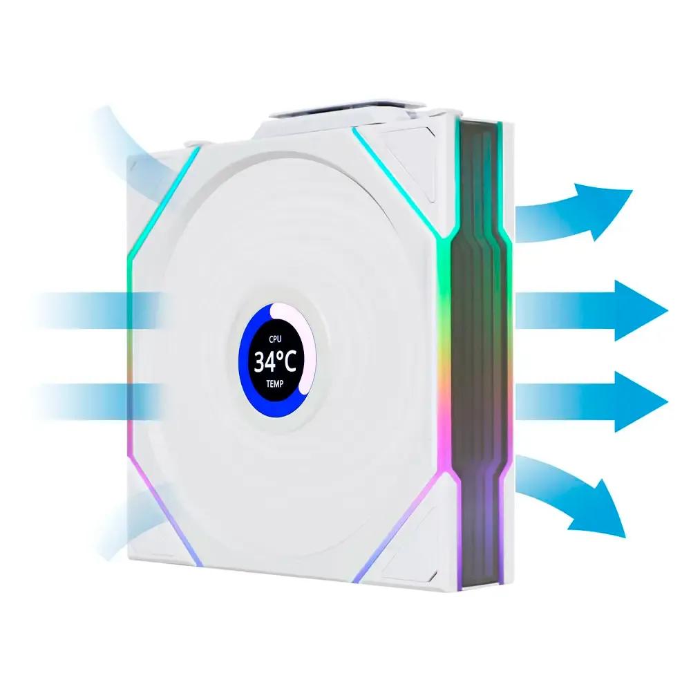 Pack de 3 Ventoinhas LIAN LI UNI FAN TL120 LCD Wireless (Poliéster termoplástico - Branco) — miniatura 5