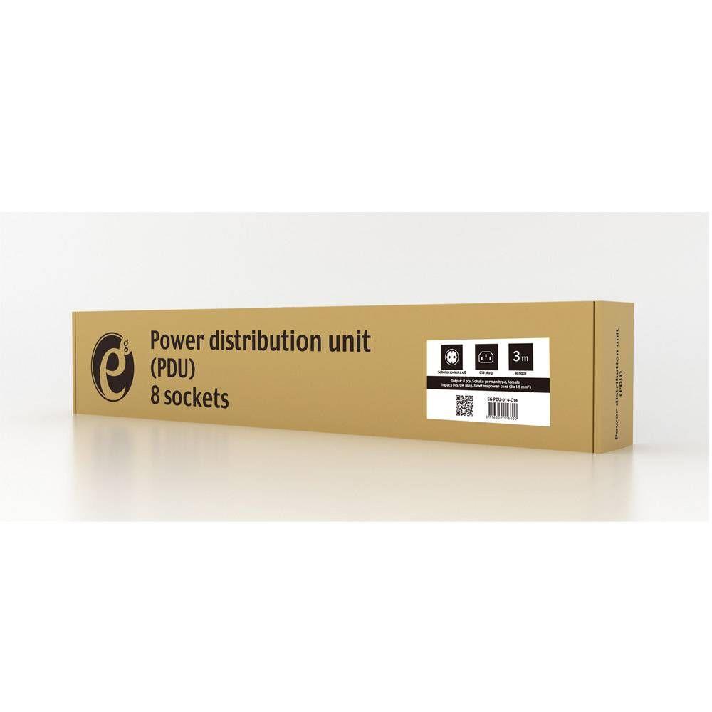 Régua PDU GEMBIRD EG-PDU-014-C14 (8x Schuko - 1U - Preto), miniatura 3