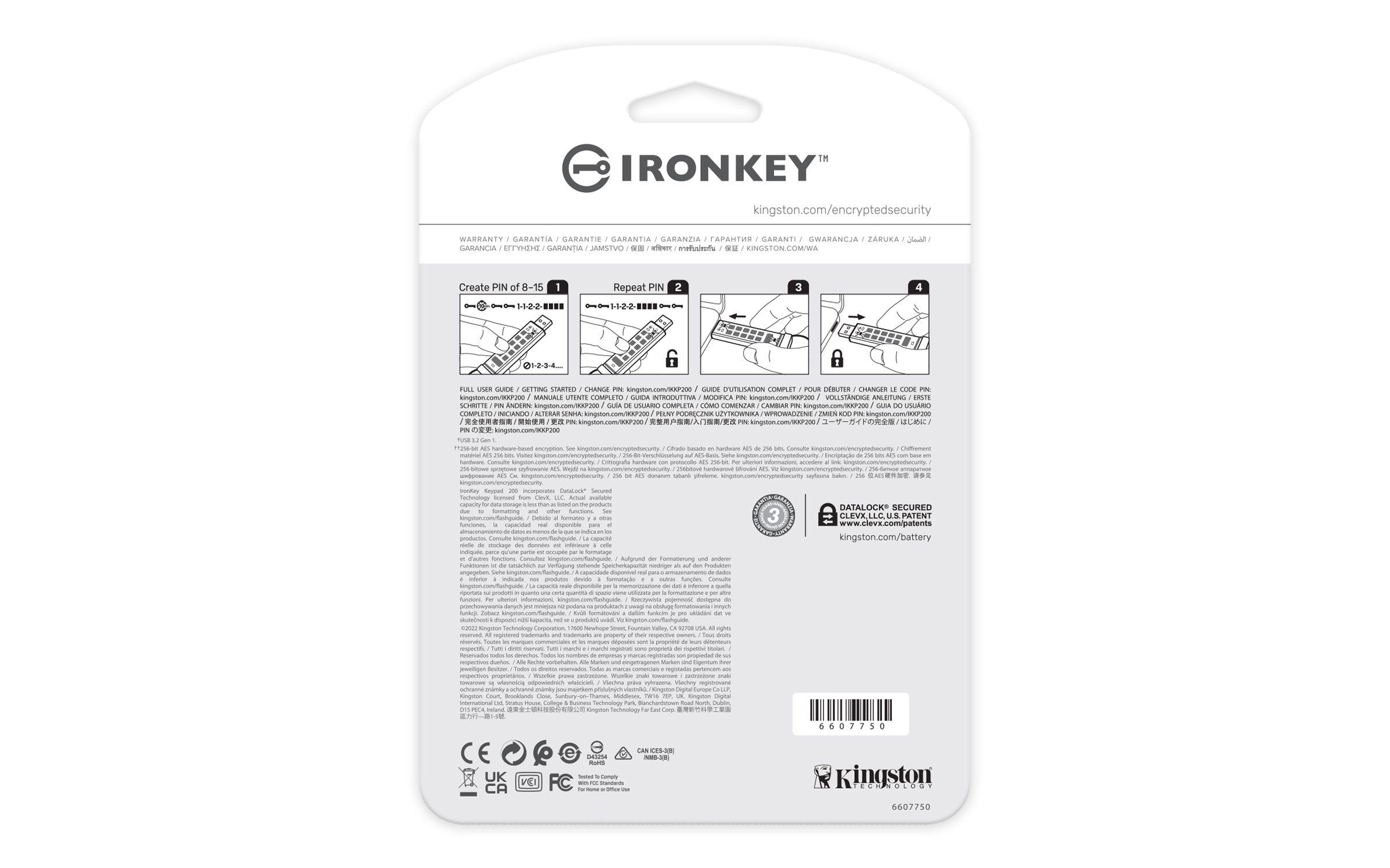 Pen USB KINGSTON IronKey Keypad 200 (512 GB - Capa - USB Type-A - Azul) — miniatura 4