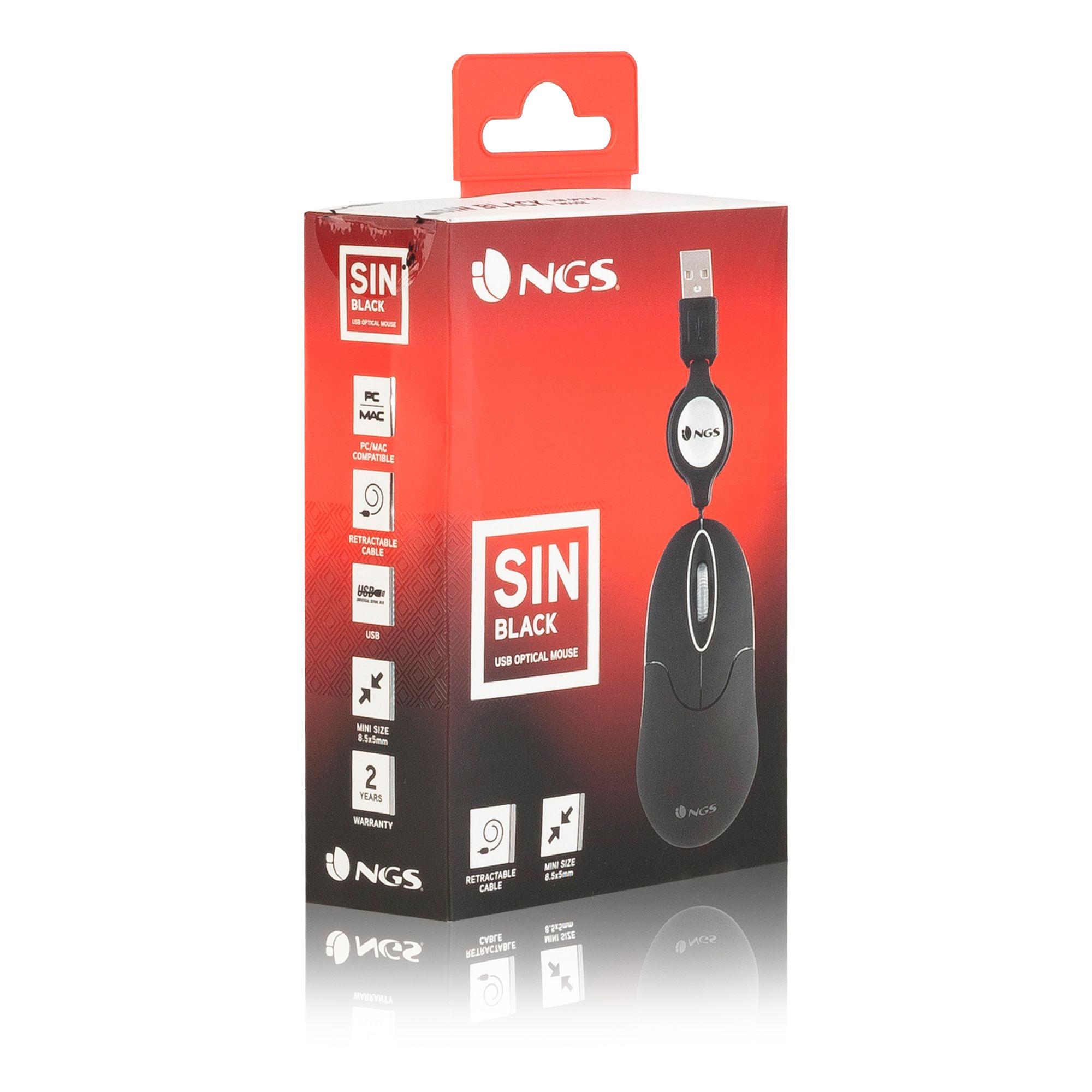 Rato NGS SIN Black (Ambidestro - 1000 DPI - Ótico - Preto), miniatura 8