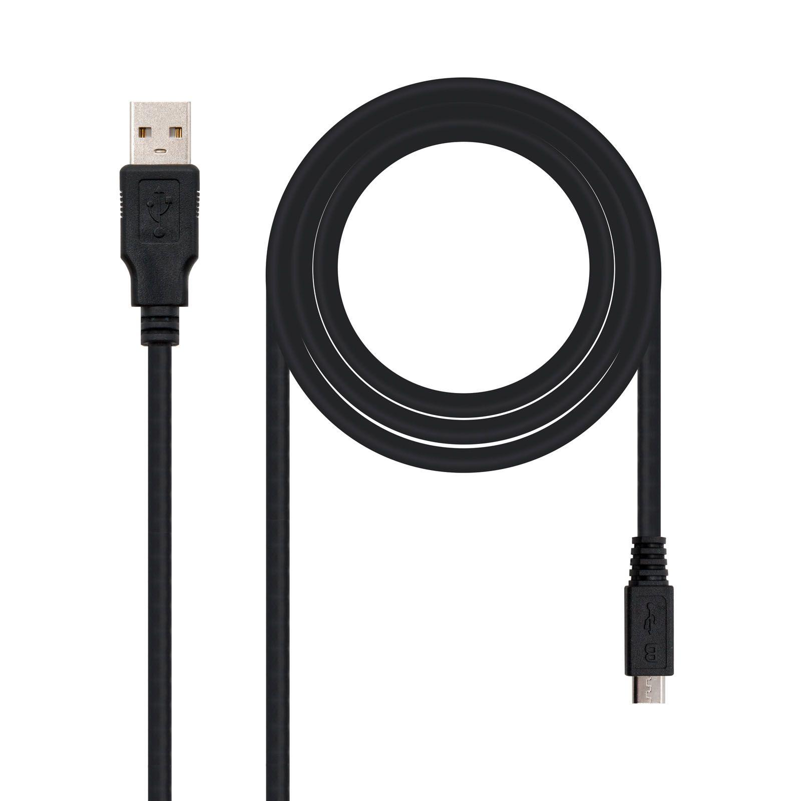 Cabo USB NANOCABLE 10.01.0501 (1,8 m - USB A - Micro-USB B - Preto)