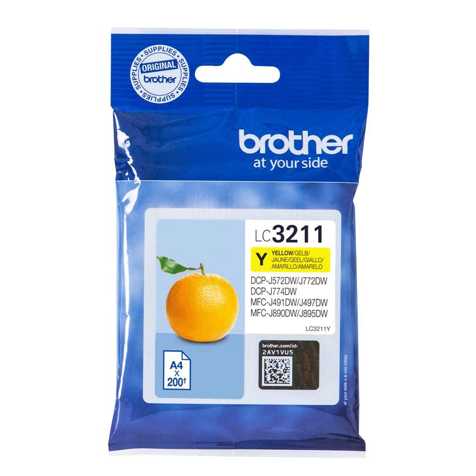 Tinteiro BROTHER LC3211Y (200 páginas - Amarelo)