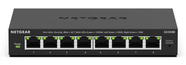 Switch NETGEAR GS308E (Gigabit Ethernet - 1000 Mbit/s - 16 Gbit/s - Preto) — miniatura 3