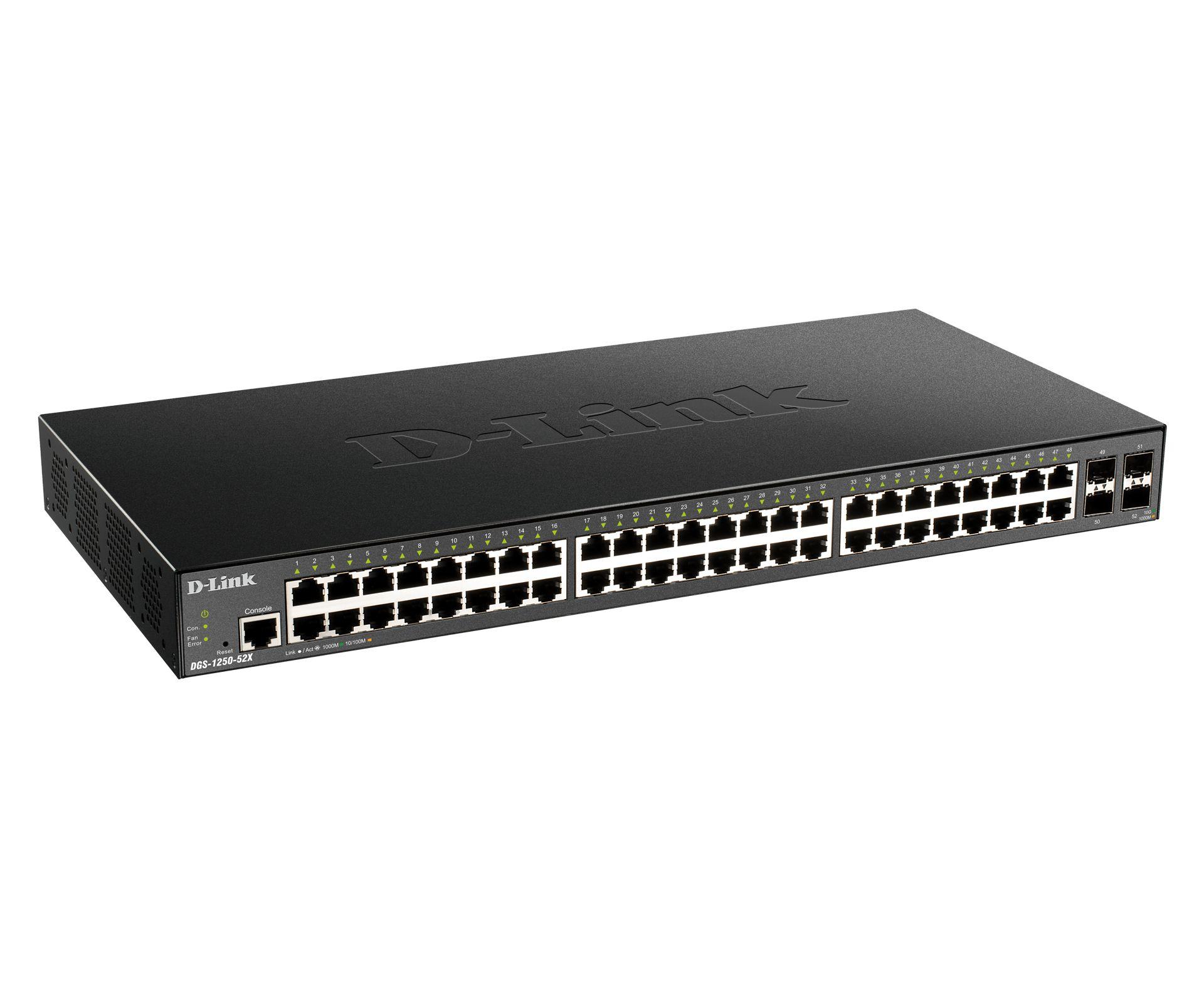 Switch D-LINK DGS-1250-52X/E (Gigabit Ethernet - 16 MB - 176 Gbit/s - Preto) — miniatura 2
