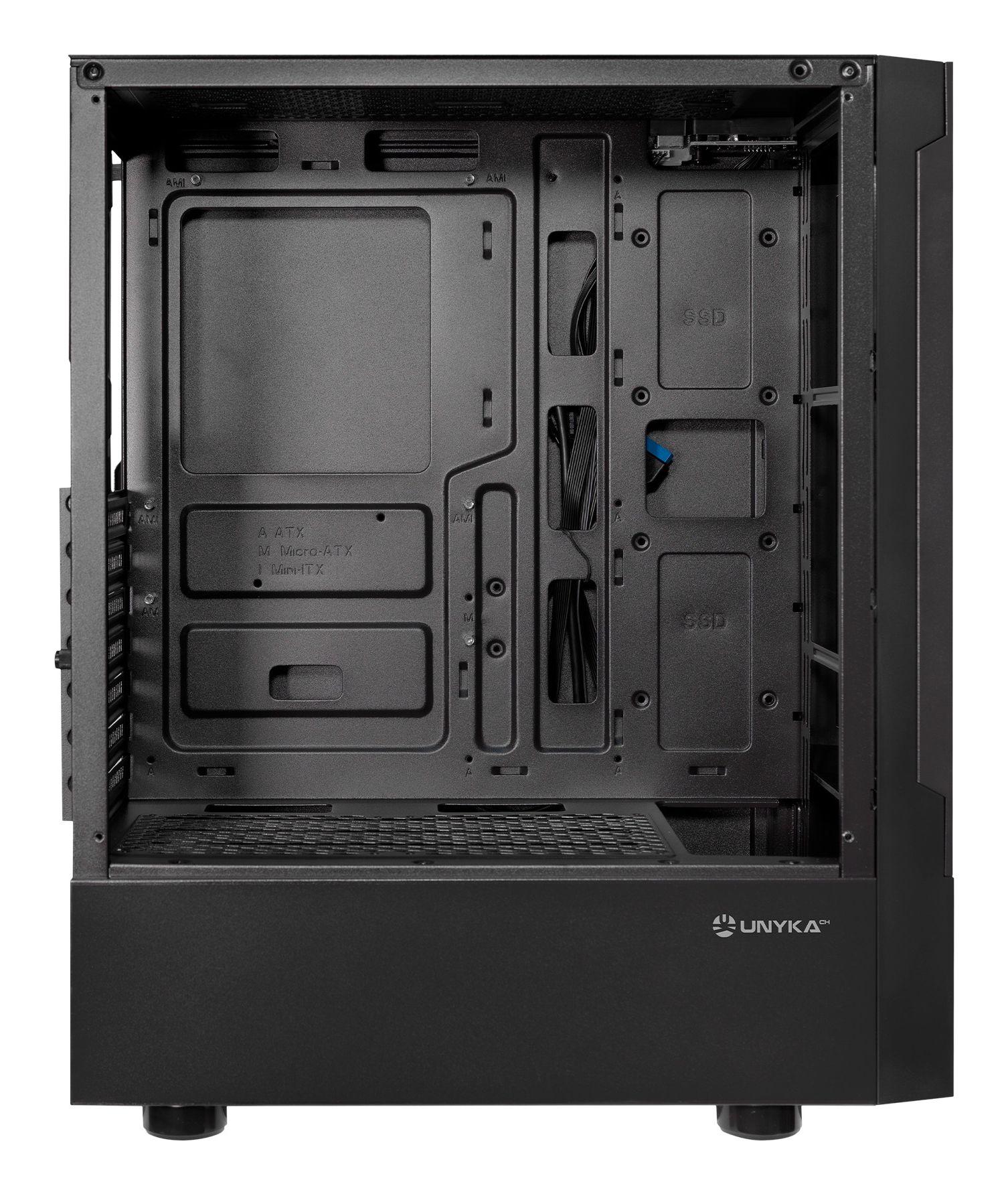 Caixa PC UNYKACH Aero C35 (ATX, ITX, micro ATX - 500 W - ATX, ITX, Micro-ATX - Preto), miniatura 2