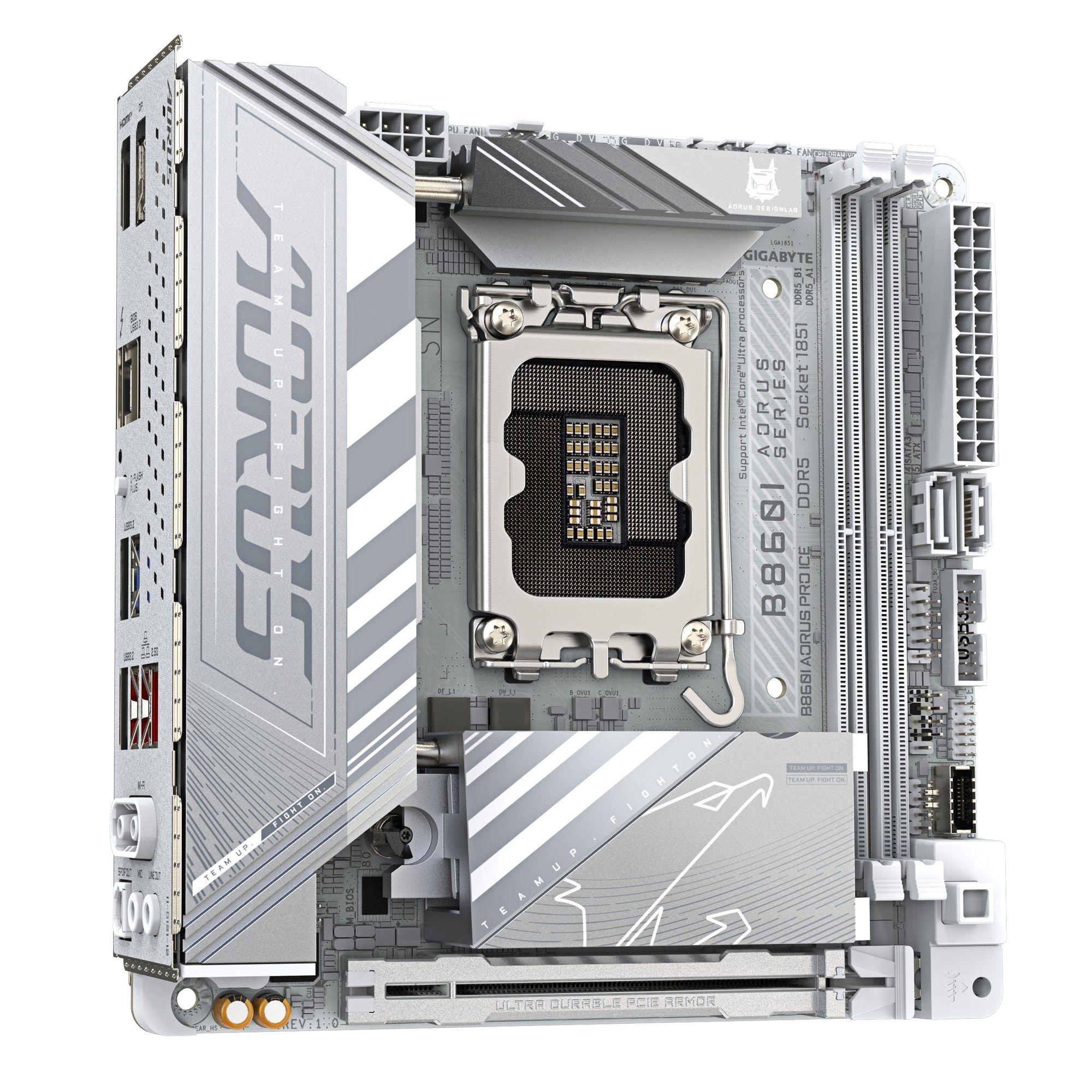 Motherboard GIGABYTE B860I AORUS PRO ICE (LGA 1851 - Mini-ITX - Duplo canal - Branco) — miniatura 3