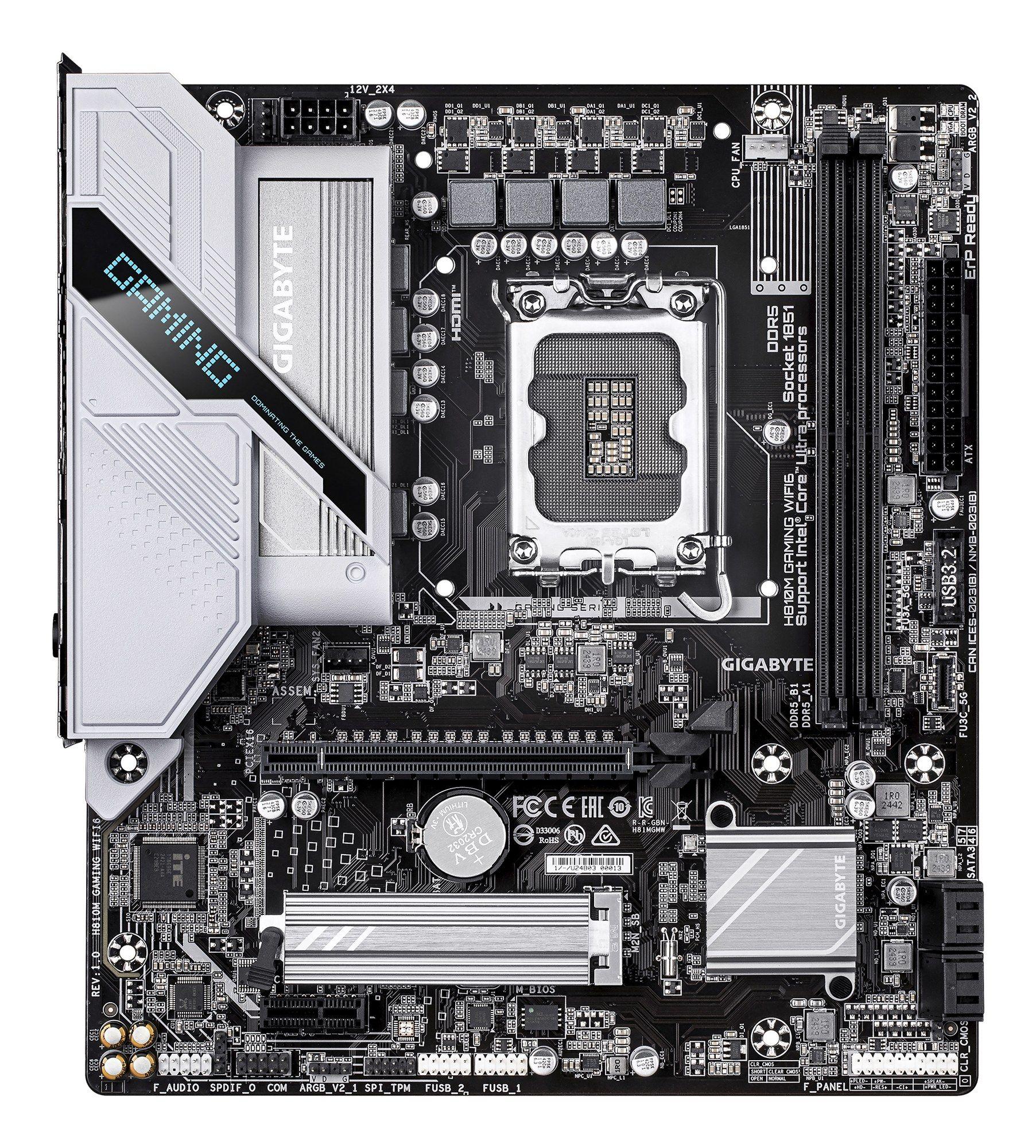 Motherboard GIGABYTE H810M GAMING WIFI6 (LGA 1851 - Intel Core Ultra - Micro ATX - Castanho escuro), miniatura 2