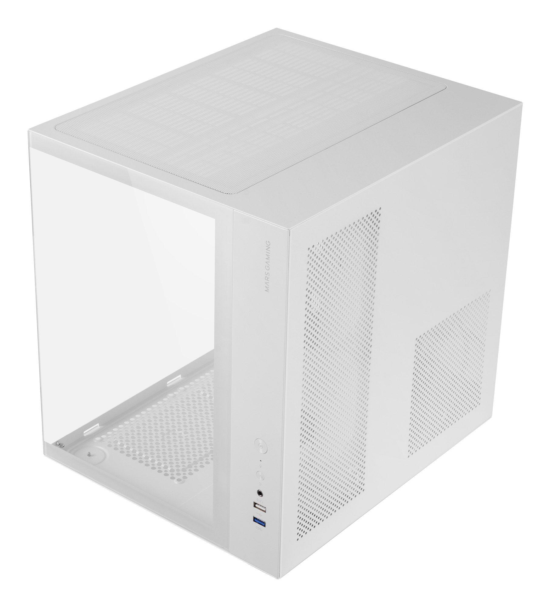 Caixa de Computador MARS GAMING MCV-ONEW (ATX, Micro ATX, Mini-ITX - ATX Cube, Midi Tower - Aço, vidro temperado - Branco) — miniatura 3