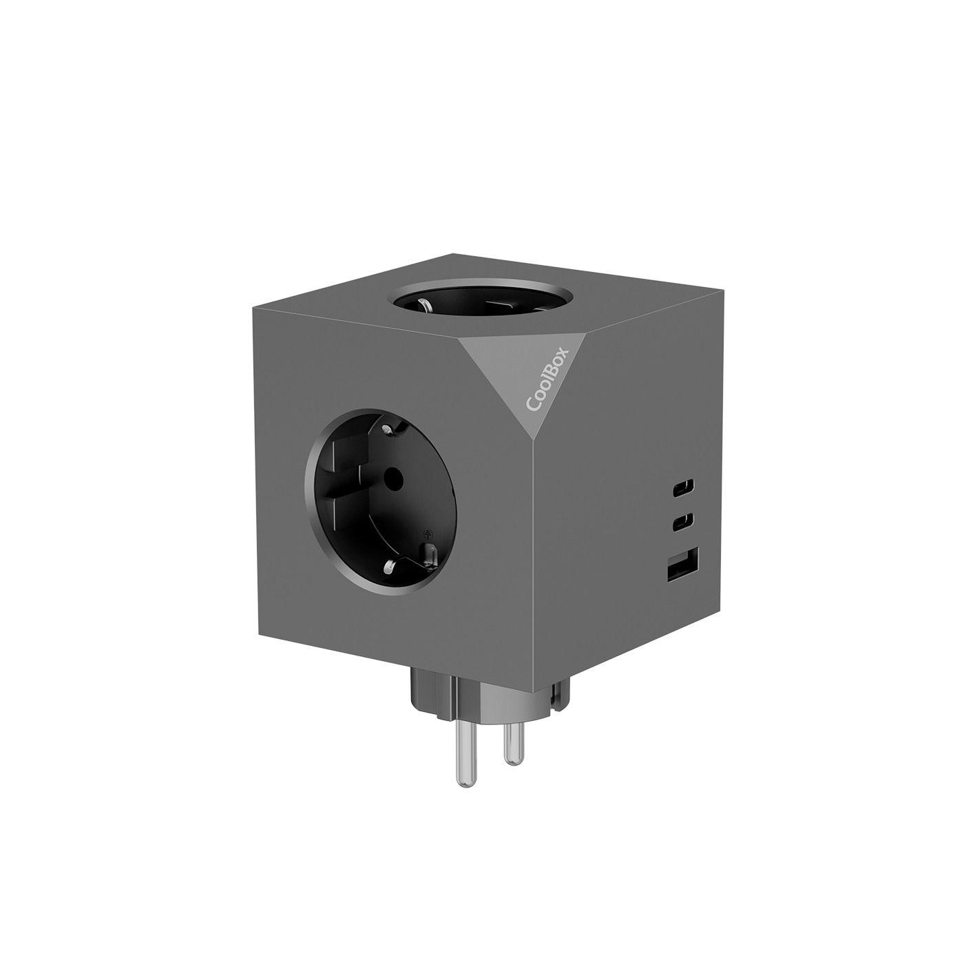 Bloco de Tomadas COOLBOX COO-BEN-CU-CUBE (AC - Cinzento)