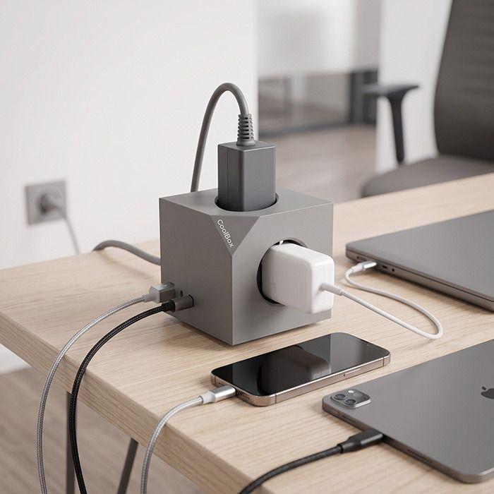Base de Tomadas COOLBOX CUBIK MAGNET (2 USB-C e 1 USB-A - Integrado - Cinzento) — miniatura 6