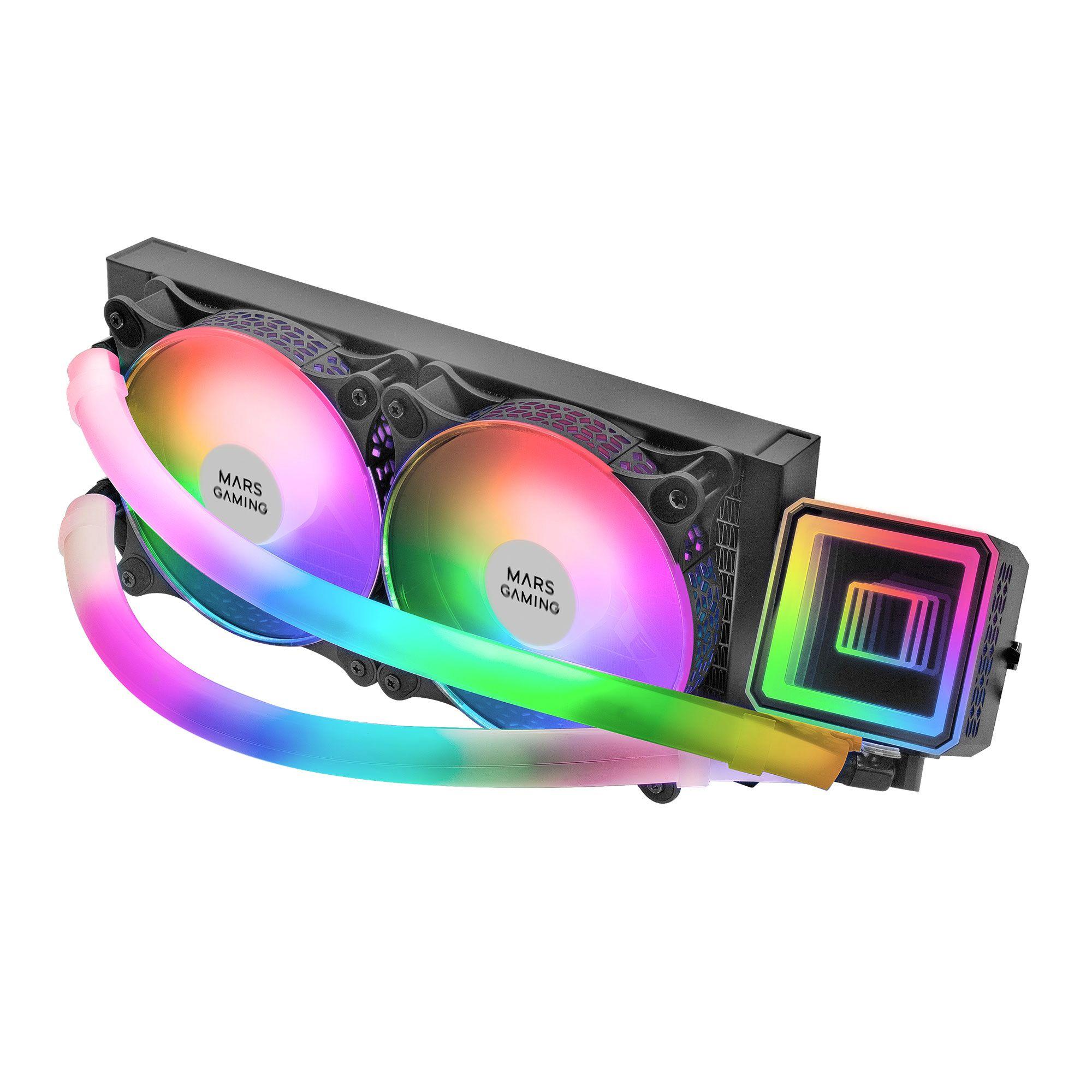 Kit de Refrigeração Líquida MARS GAMING MLULTRA240 (1800 RPM - Azul, Verde, Vermelho - 4-pin - Preto) — miniatura 3