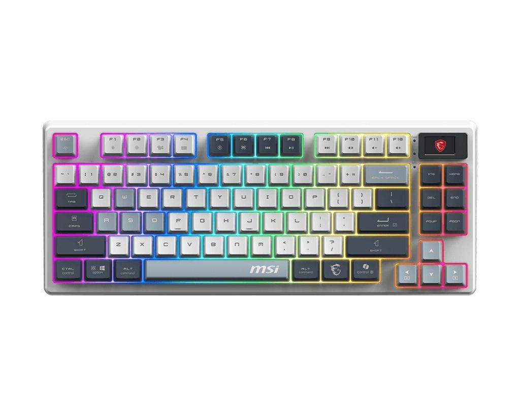Teclado MSI FORGE GK600 TKL W SKY (Inglês - Kailh Low-Profile White - USB + Bluetooth - Azul e Branco)