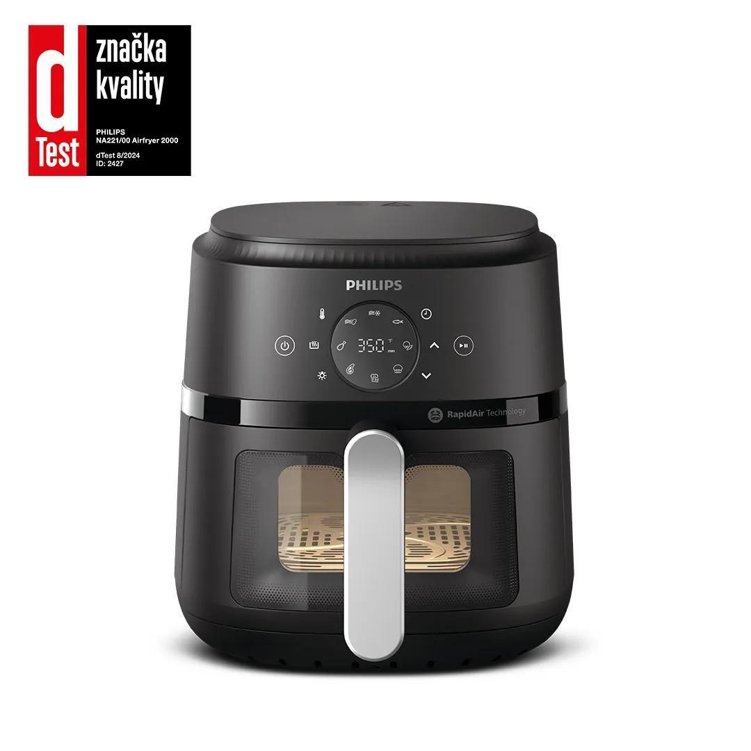 Fritadeira a Ar Quente PHILIPS Airfryer NA221/00 (1500 W - 200 °C - 60 °C - Preto e Prateado), miniatura 2