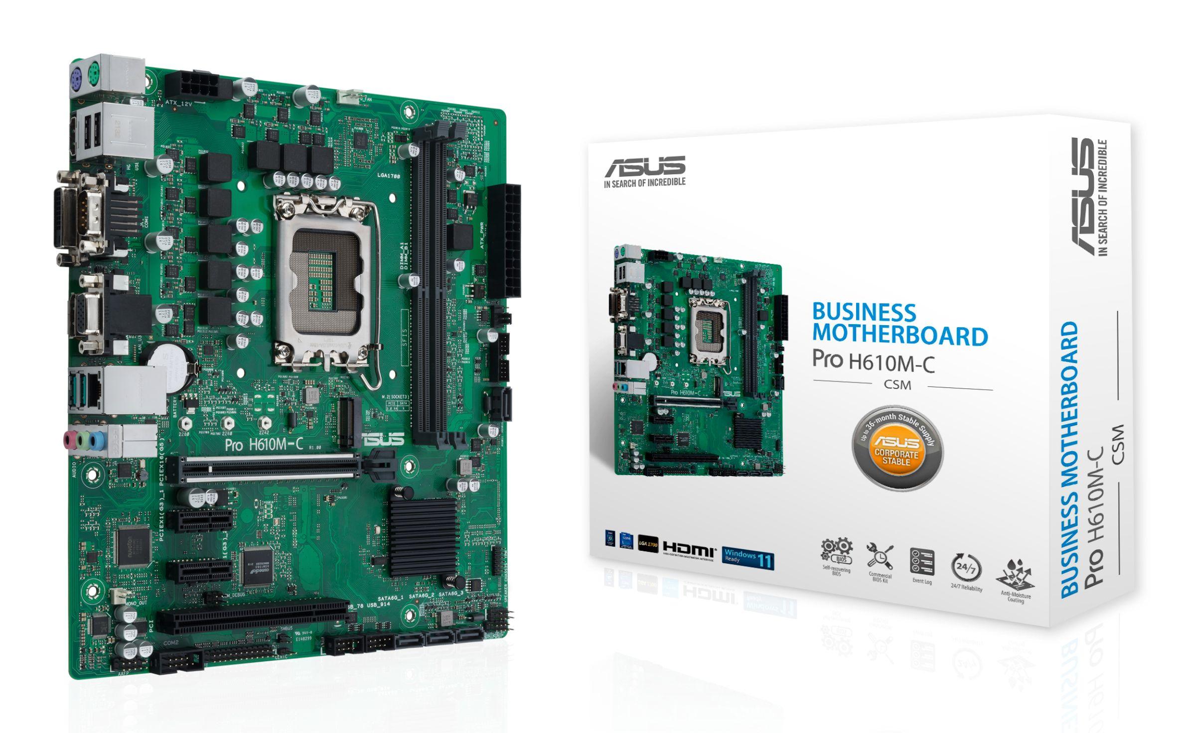 Motherboard ASUS PRO H610M-C-CSM (LGA 1700 - micro ATX - DDR5-SDRAM - Verde)