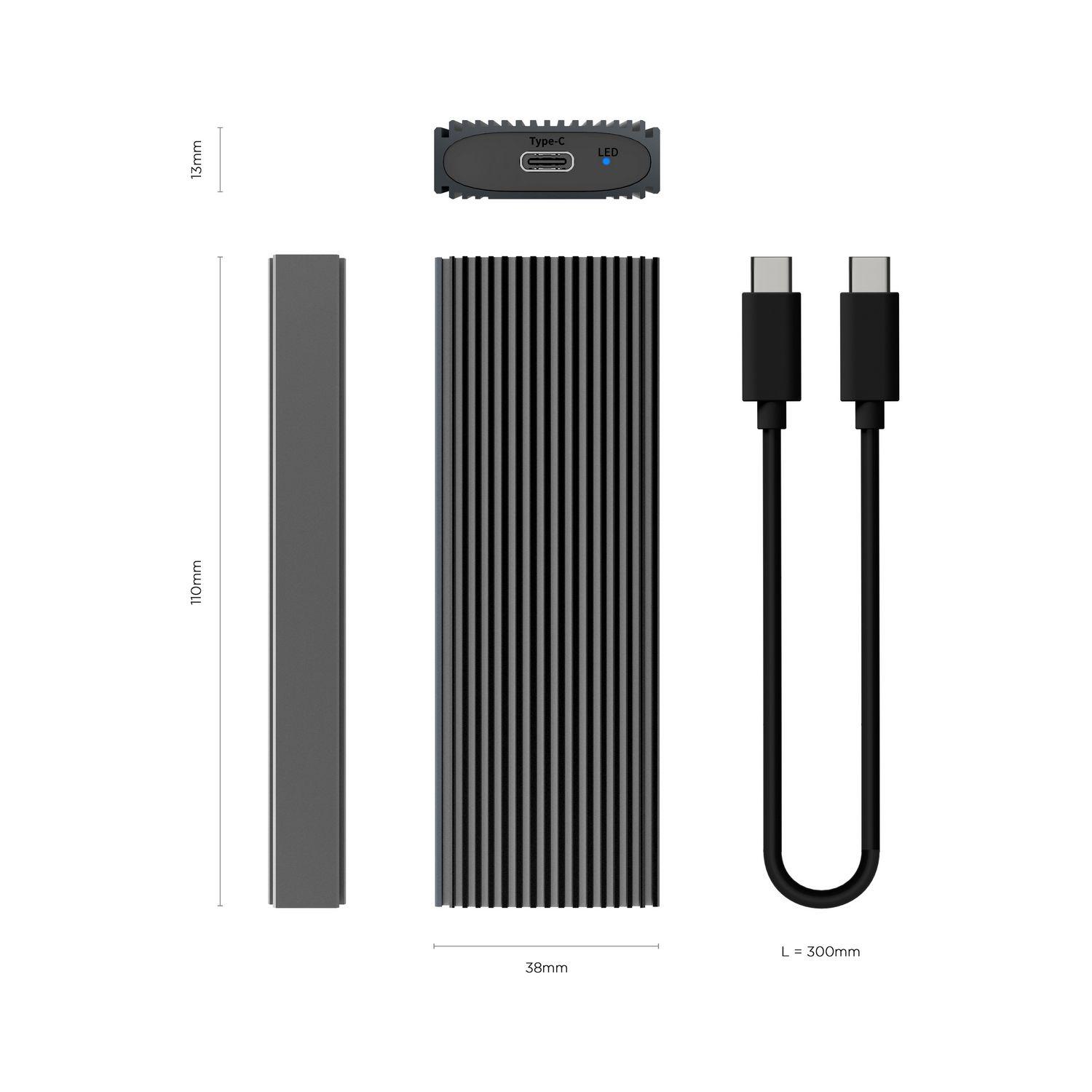 Caixa Externa M.2 SSD AISENS ASM2-023GR (2 TB - M.2 - Cinzento) — miniatura 3