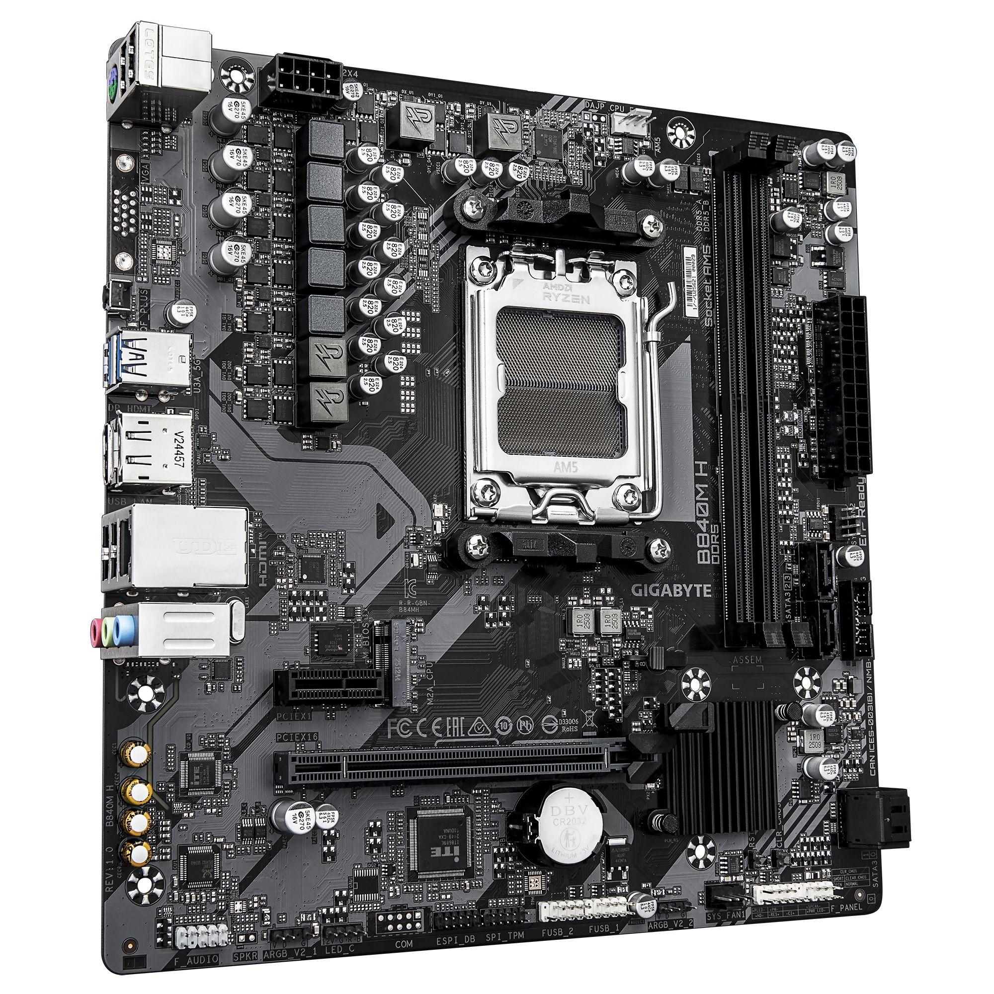 Motherboard GIGABYTE B840M H (AM5 - micro ATX - Duplo canal - Castanho escuro), miniatura 3