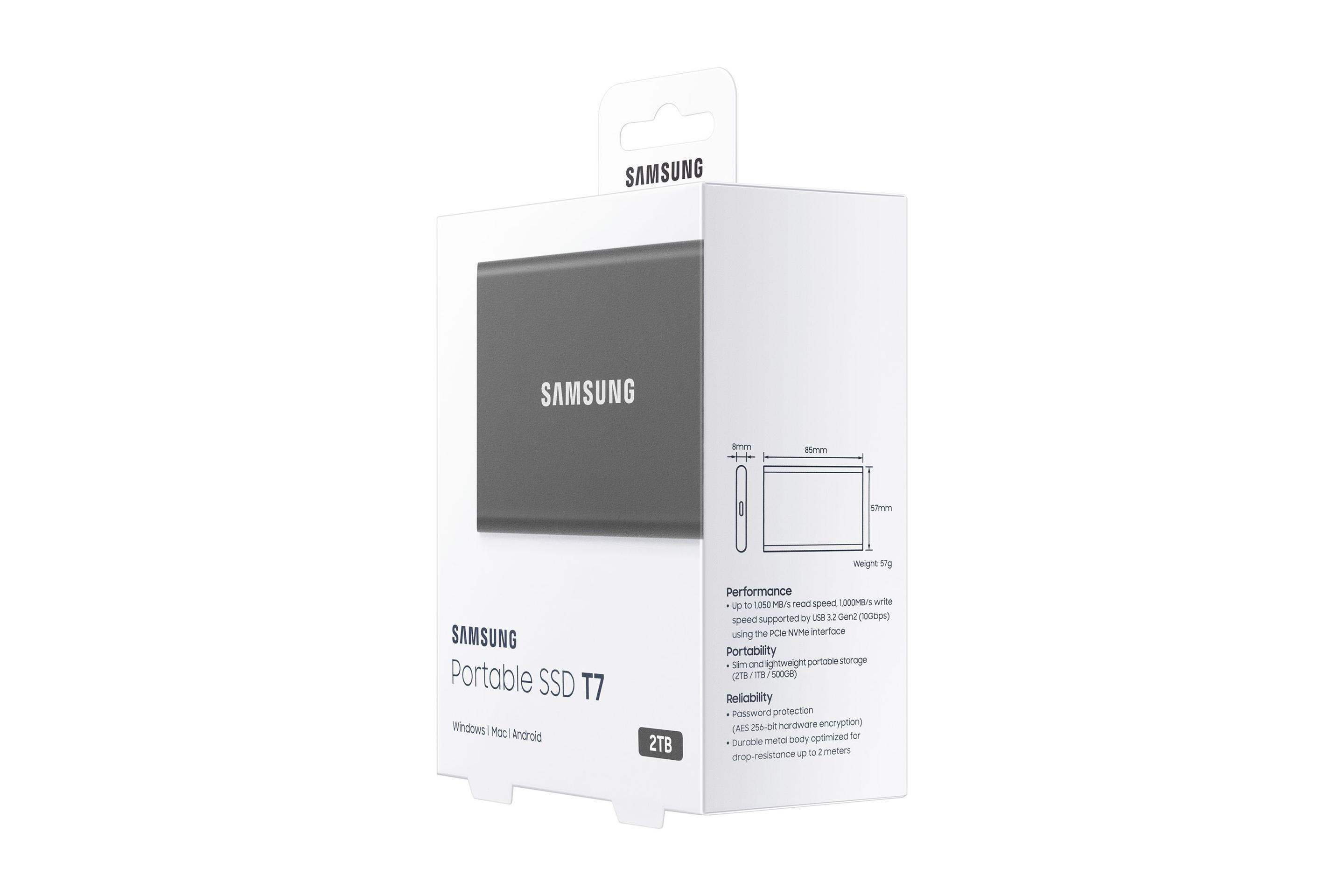 SSD SAMSUNG Portable SSD T7 (2 TB - 2.5" - USB 3.2 - Cinzento) — miniatura 9
