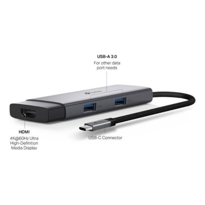 Hub USB-C TP-LINK UH5020C (0,18 m - USB-C - Cinzento) — miniatura 3