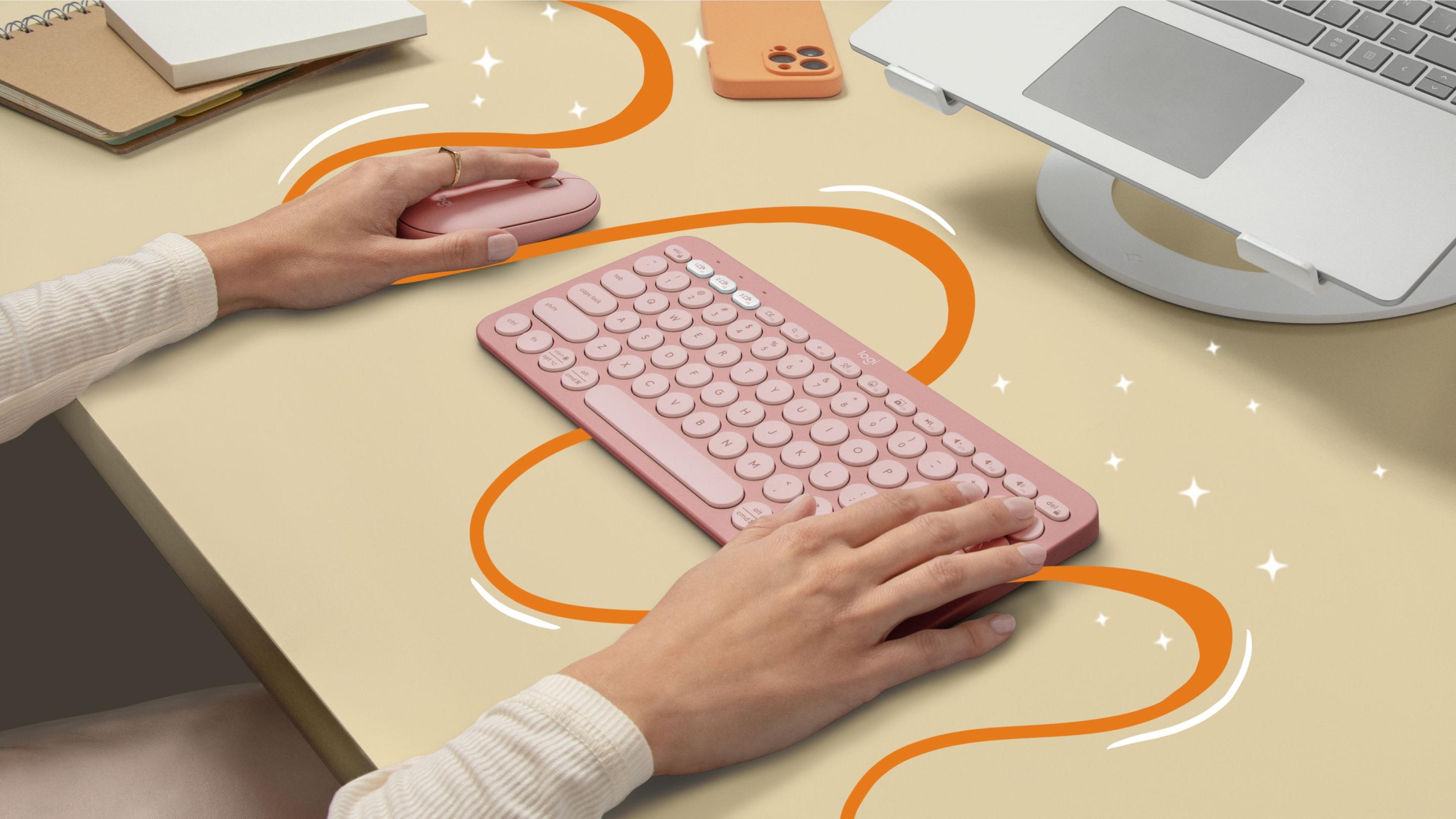 Teclado LOGITECH Pebble Keys 2 K380s (Estados Unidos - Teclas tesoura - Mini - Rosa) — miniatura 10