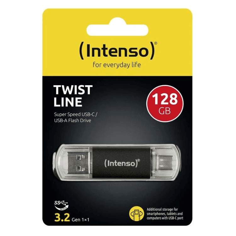 Pen USB INTENSO Twist Line A+C (Com tampa - Até 70 MB/s - Antracite), miniatura 3