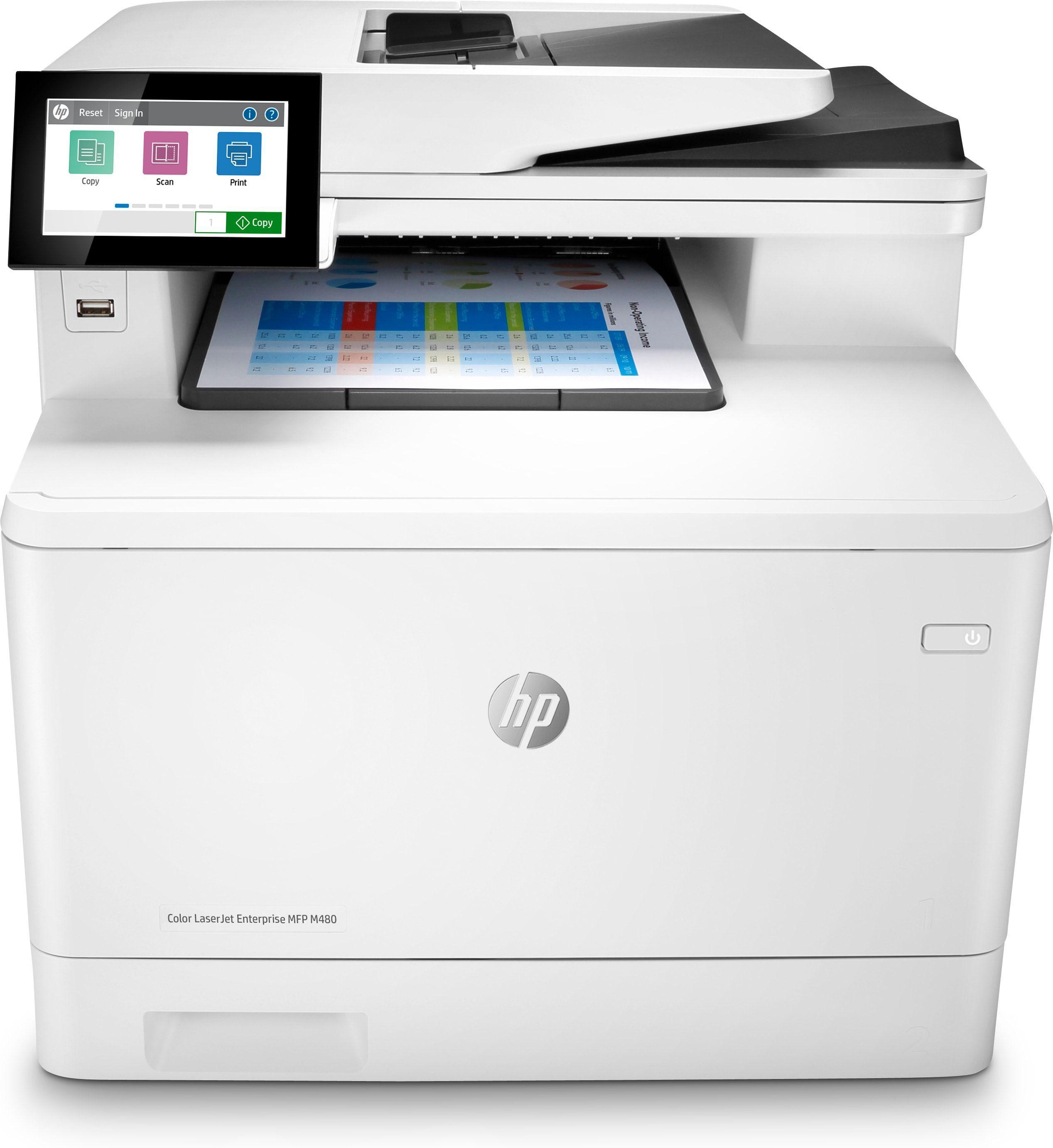 Impressora Multifunções HP Color LaserJet Enterprise M480f (A4 - Impressão a cores - 300 folhas - Branco e Preto)