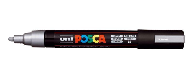 Marcador de Pintura POSCA PC-5M (Plástico - Prateado)