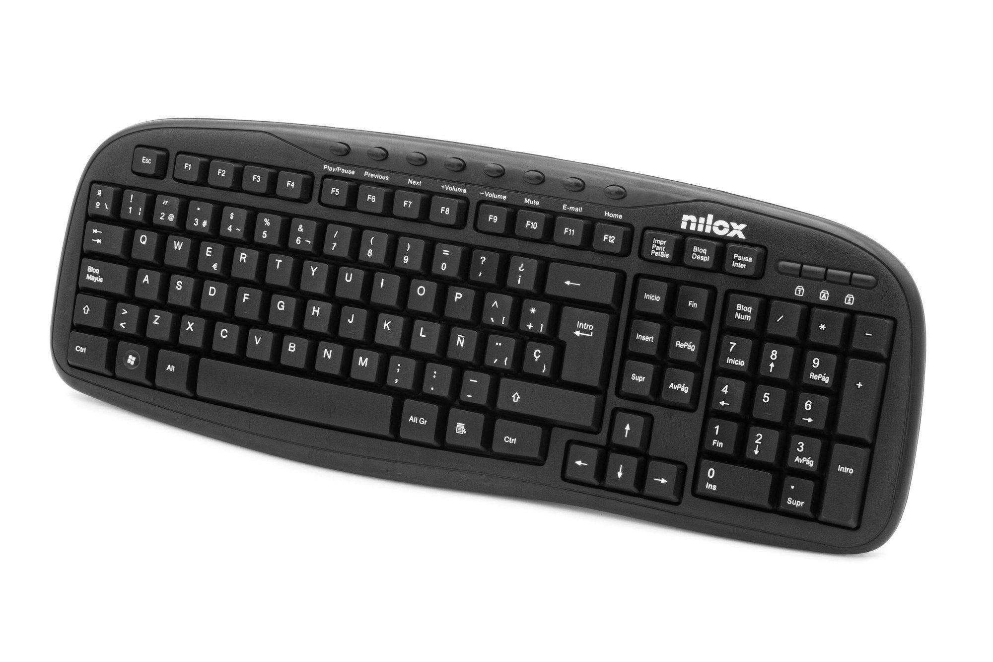 Teclado NILOX NXKBE000001 (Espanhol - Tamanho completo - USB - Preto), miniatura 2