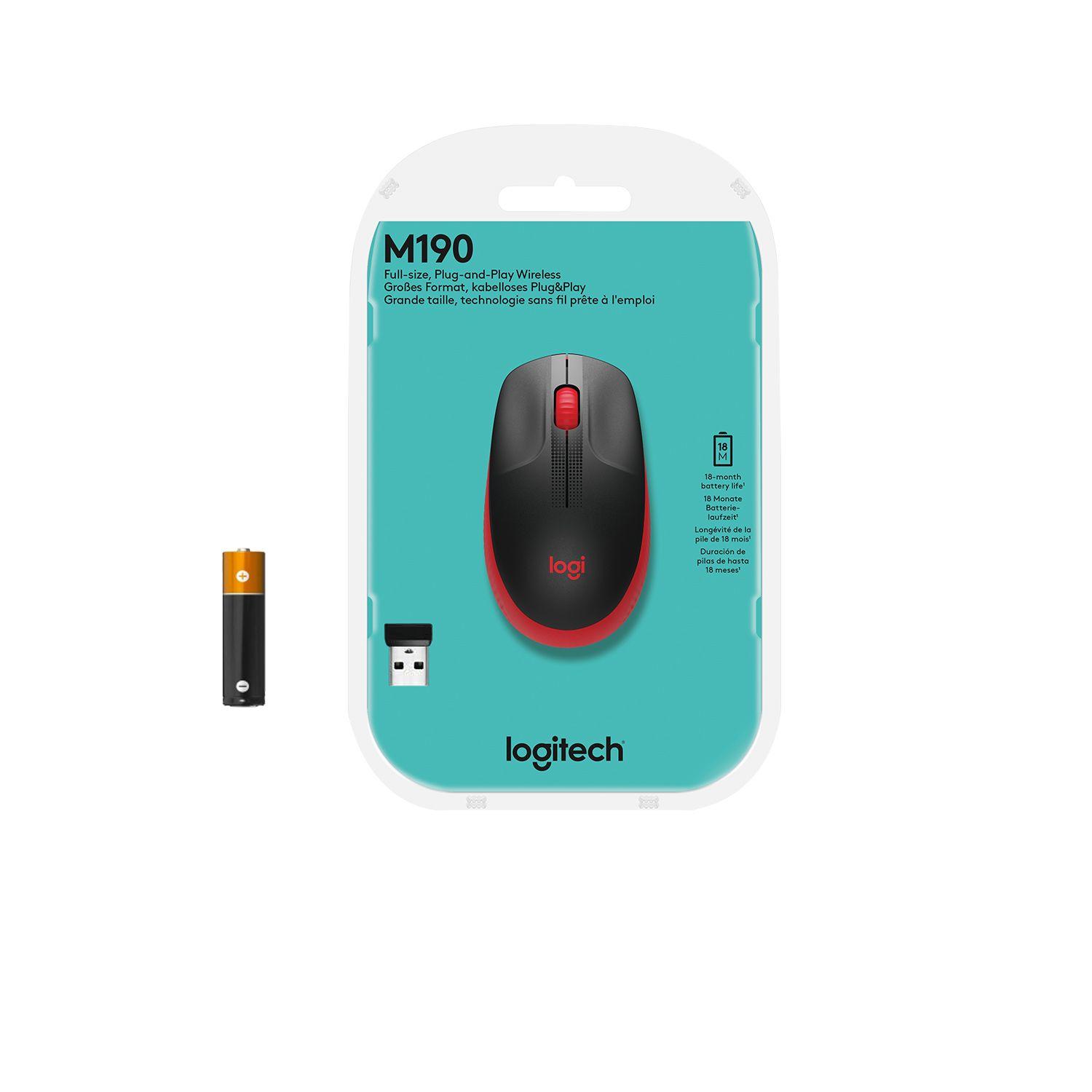 Rato LOGITECH M190 (Ambidestro - 1000 DPI - Ótico - Vermelho) — miniatura 7
