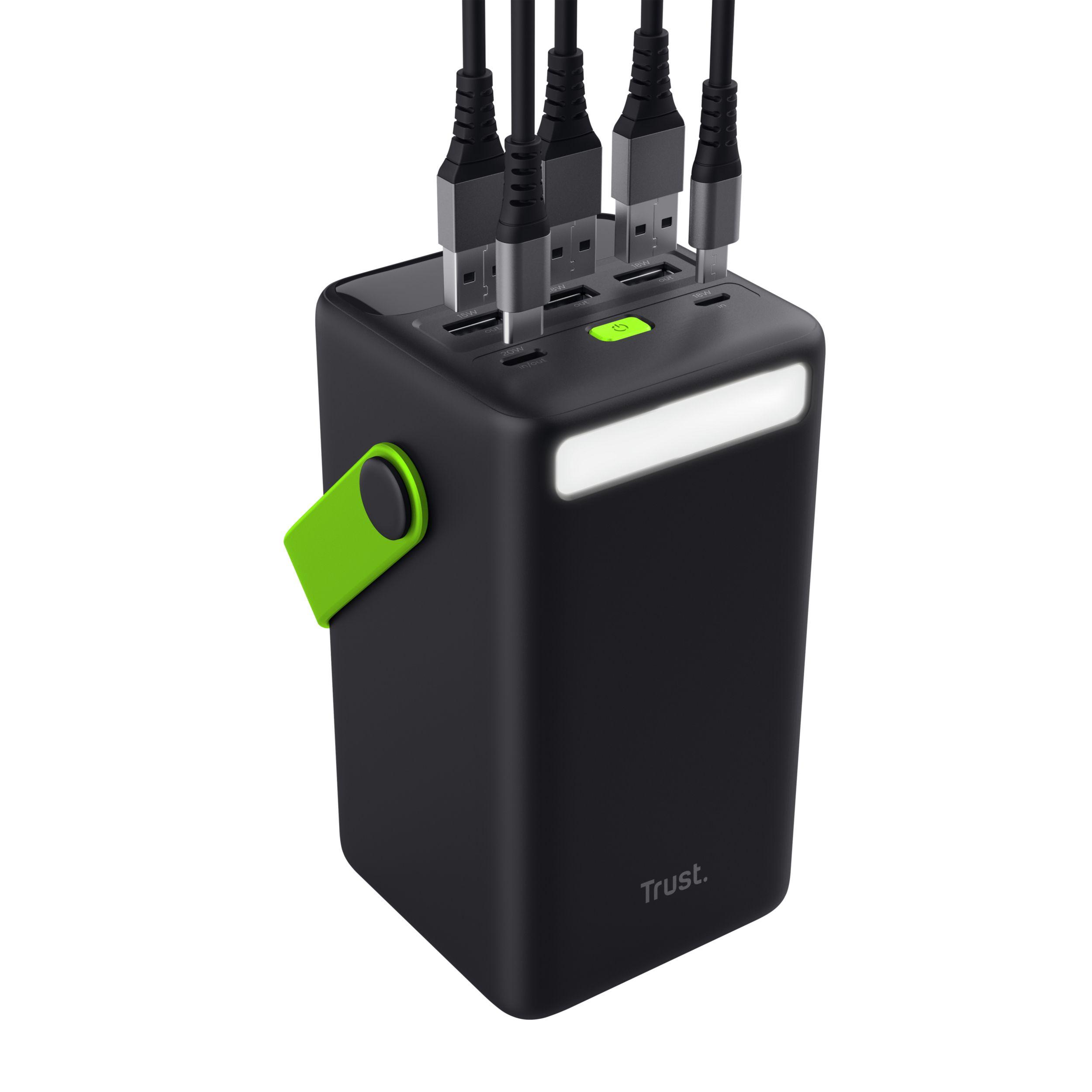 Bateria Externa TRUST Redoh XXL (50000 mAh - 185 Wh - Micro-USB + USB Type-C - Preto e Verde), miniatura 6