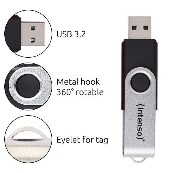 Pen USB INTENSO Office Line 256GB (Rotação - USB Type-A - USB 3.2 Gen 1 - Preto e Prateado) — miniatura 2