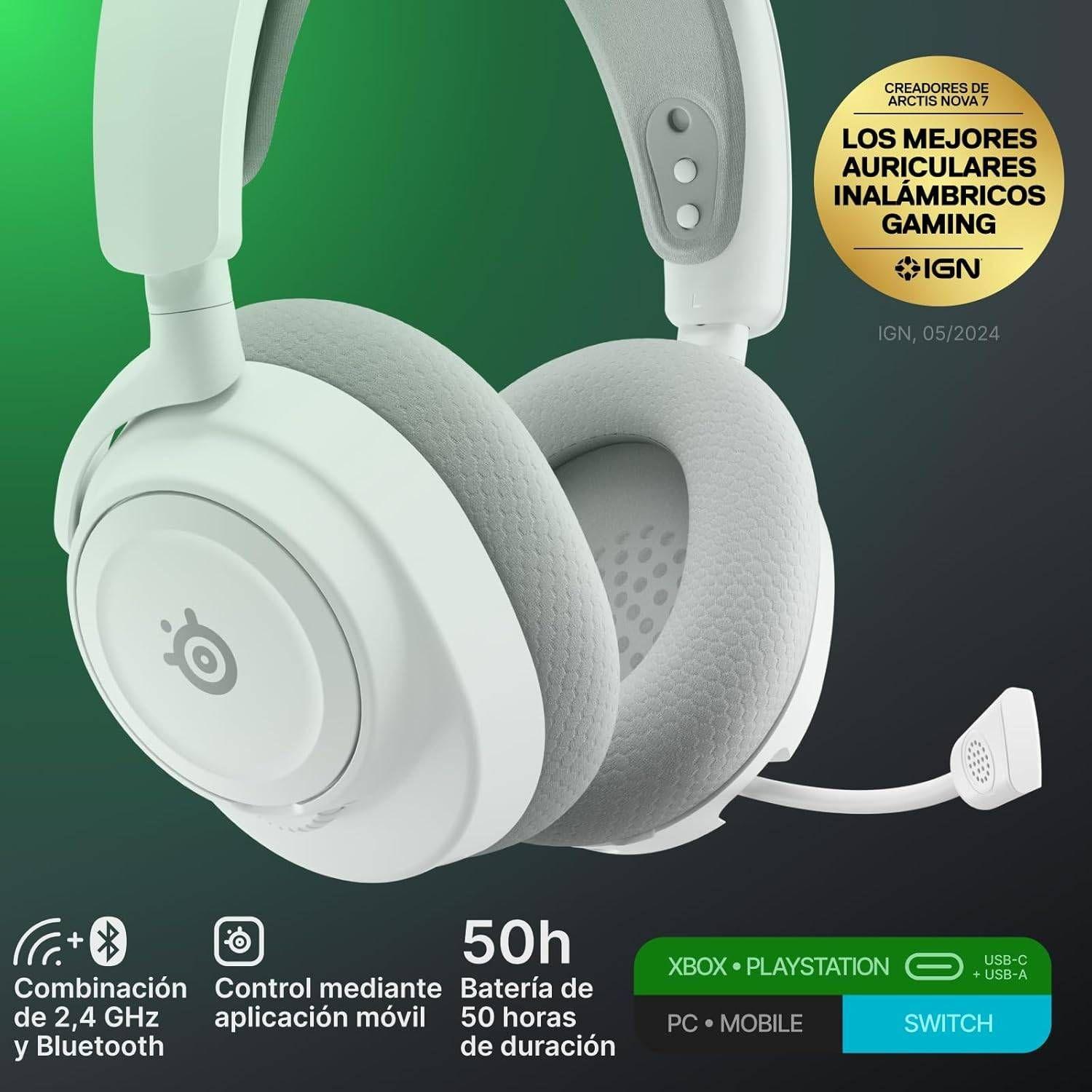 Headset Gaming STEELSERIES Arctis Nova 7X Wireless Gen 2 (Binaural - Sem fios - Circum-aural - Branco) — miniatura 4
