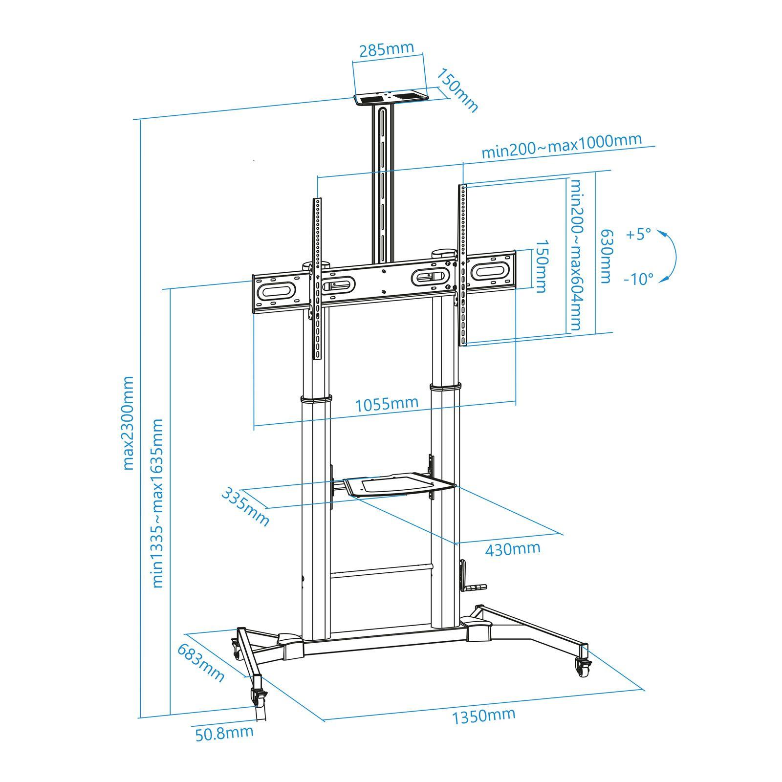 Suporte de Chão para TV TOOQ FS20400HM-B (60-100" - 100 kg - Preto), miniatura 5