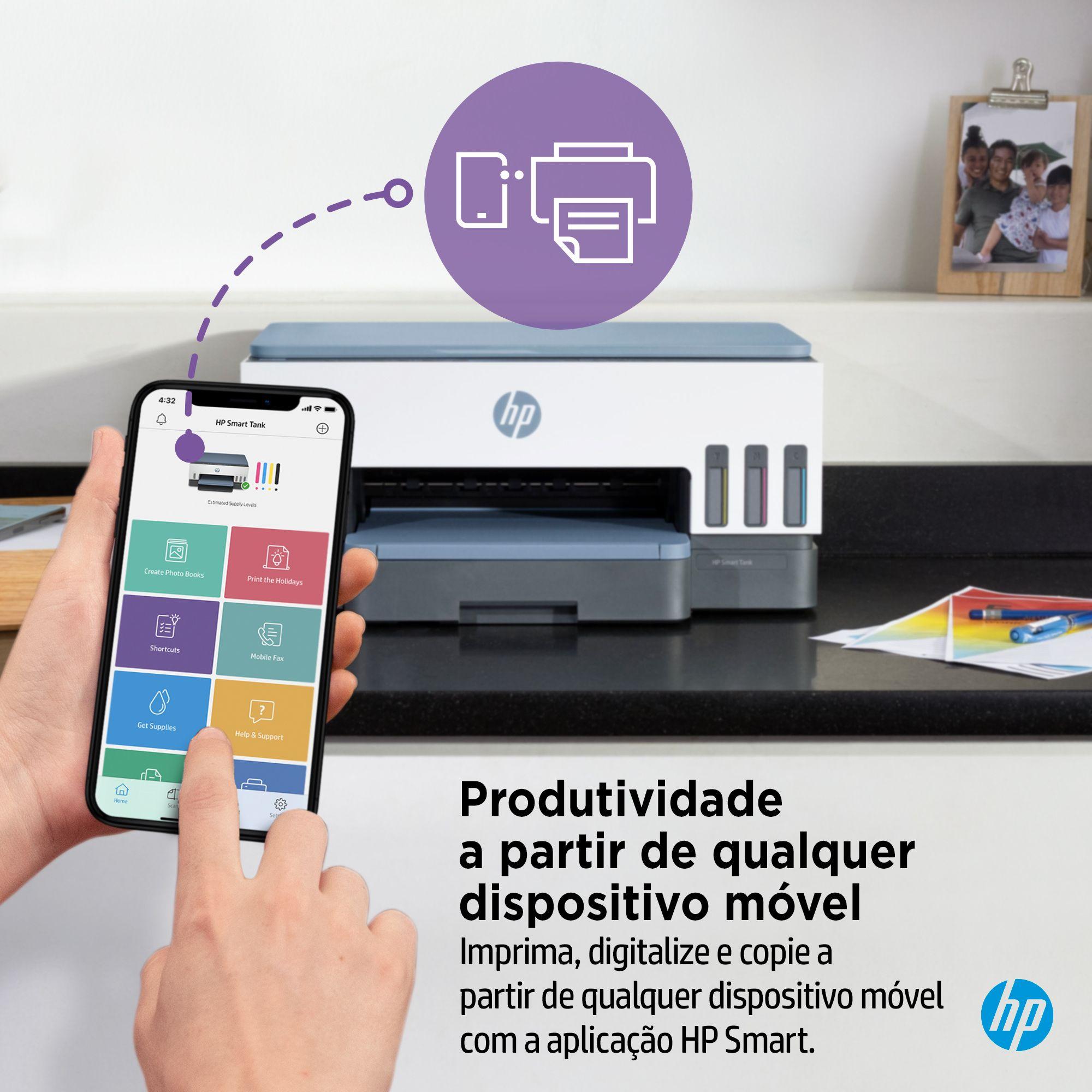 Impressora Multifunções HP Smart Tank 7006 (A4 - Impressão a cores - 250 folhas - Azul e Branco), miniatura 7