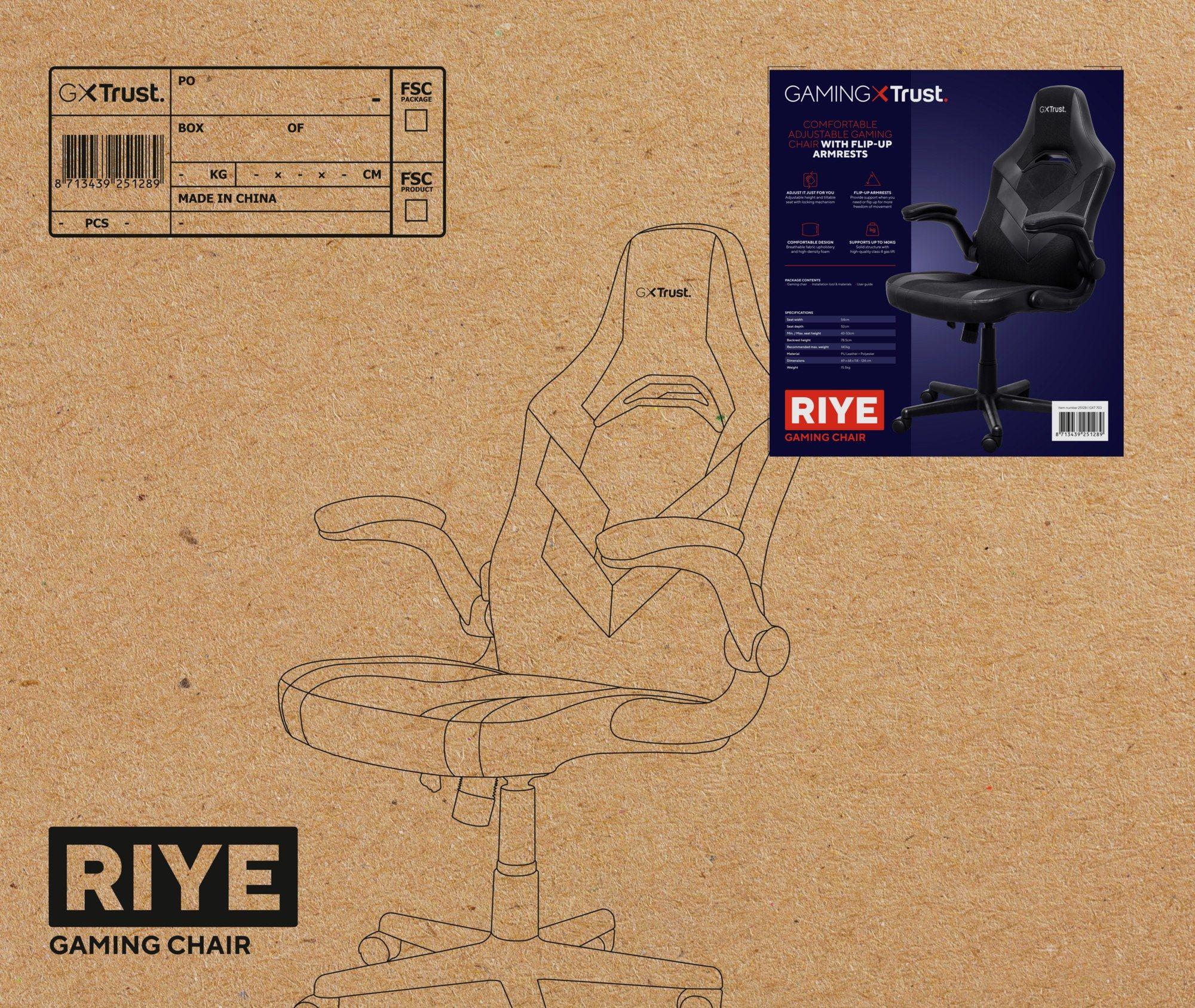 Cadeira Gaming TRUST GXT 703 RIYE (140 kg - 12 cm - Tecido, Couro, Poliuretano - Preto), miniatura 7