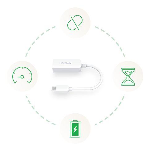 Adaptador USB-C para Ethernet D-LINK DUB-E250 (2.5GbE - Branco) — miniatura 3