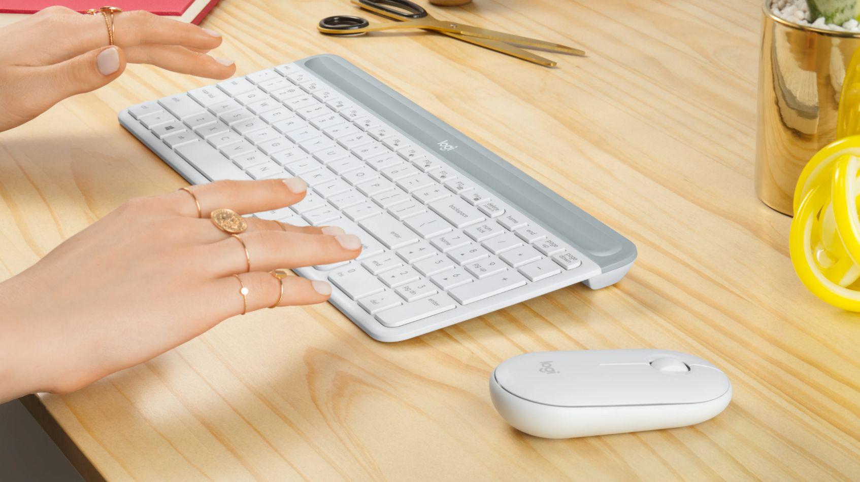 Conjunto Teclado e Rato LOGITECH MK470 (Espanhol - Tamanho completo - RF Wireless - Branco), miniatura 6