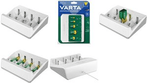 Carregador de Pilhas VARTA Universal Charger (9V, AA, AAA, C, D - Branco)