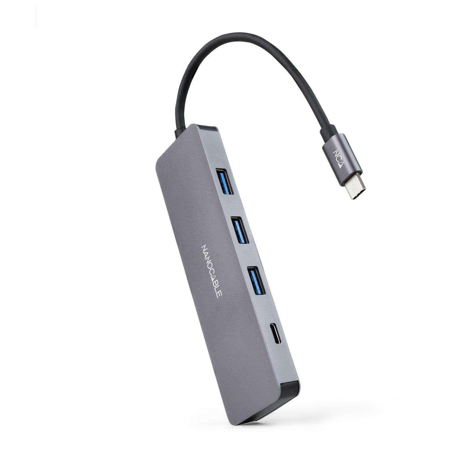 Hub USB-C NANOCABLE 10.16.4409 (0,1 m - Cinzento)