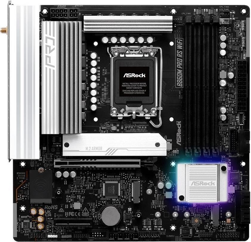 Motherboard ASROCK B860M Pro RS WiFi (LGA 1851 - Intel Core Ultra - micro-ATX)
