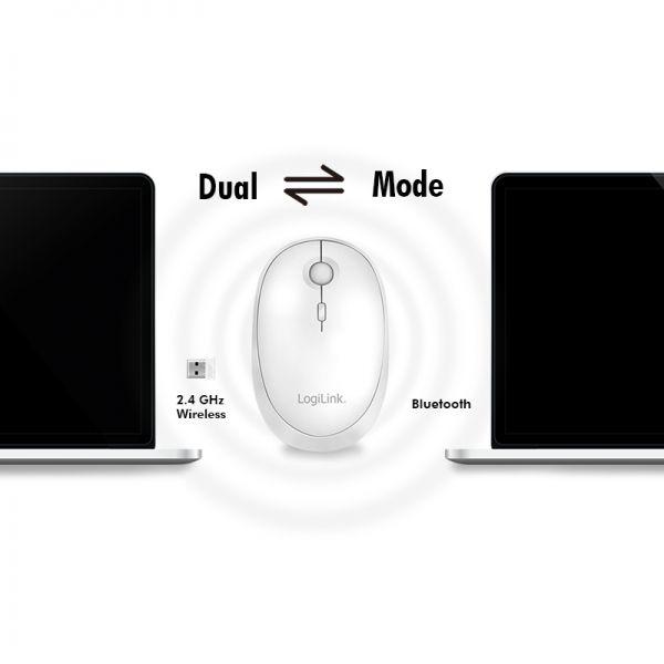 Rato LOGILINK ID0205 (Ambidestro - 1600 DPI - RF Wireless + Bluetooth - Branco) — miniatura 7
